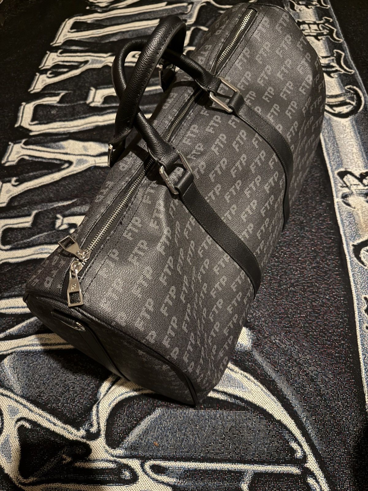 Fuck The Population FTP Black logo repeat duffle bag Size ONE SIZE - 1 Thumbnail
