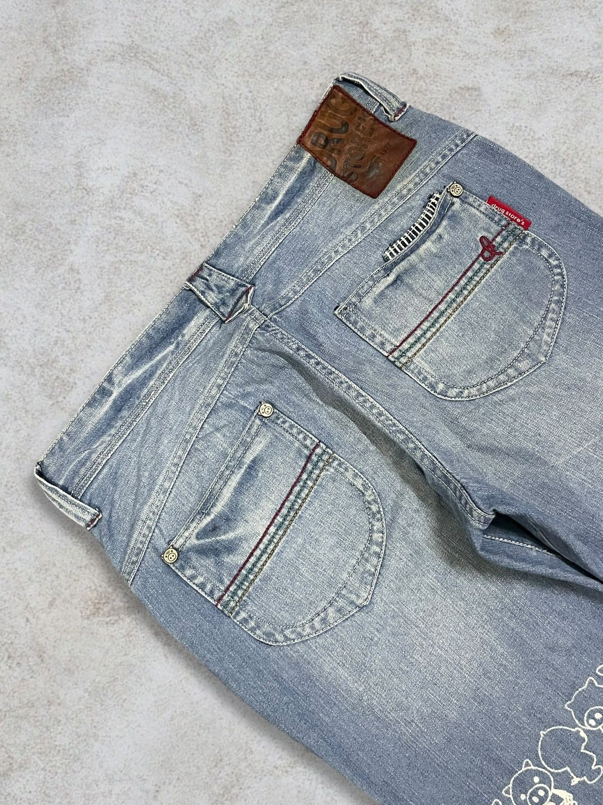 Japanese Brand Drug Store’s Women Denim Cute Print Out Logo Blue Wash Jeans Size 31" - 9 Thumbnail