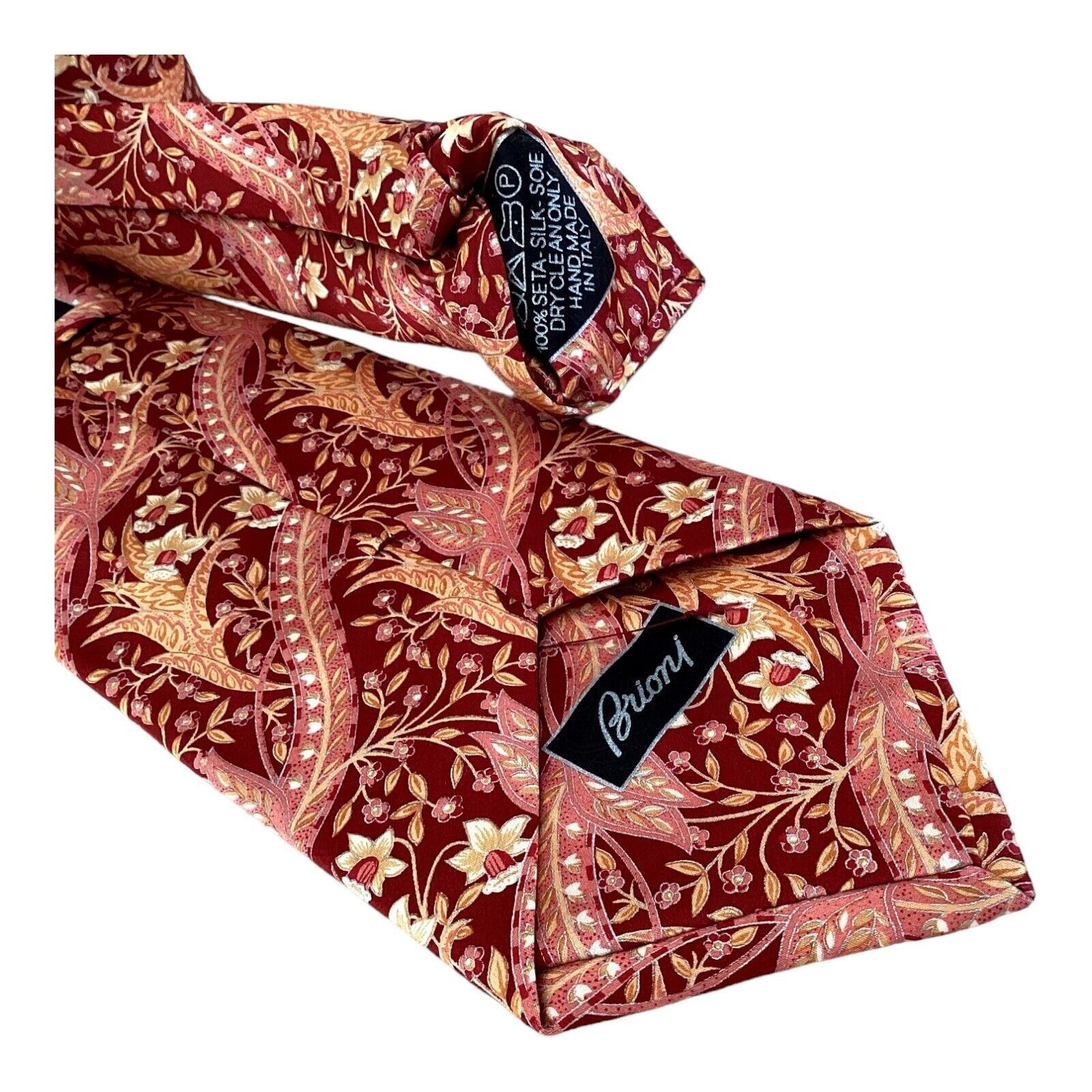 Brioni Brioni XL Orange Floral Luxury Designer Silk Tie Hand Made I Size ONE SIZE - 4 Thumbnail