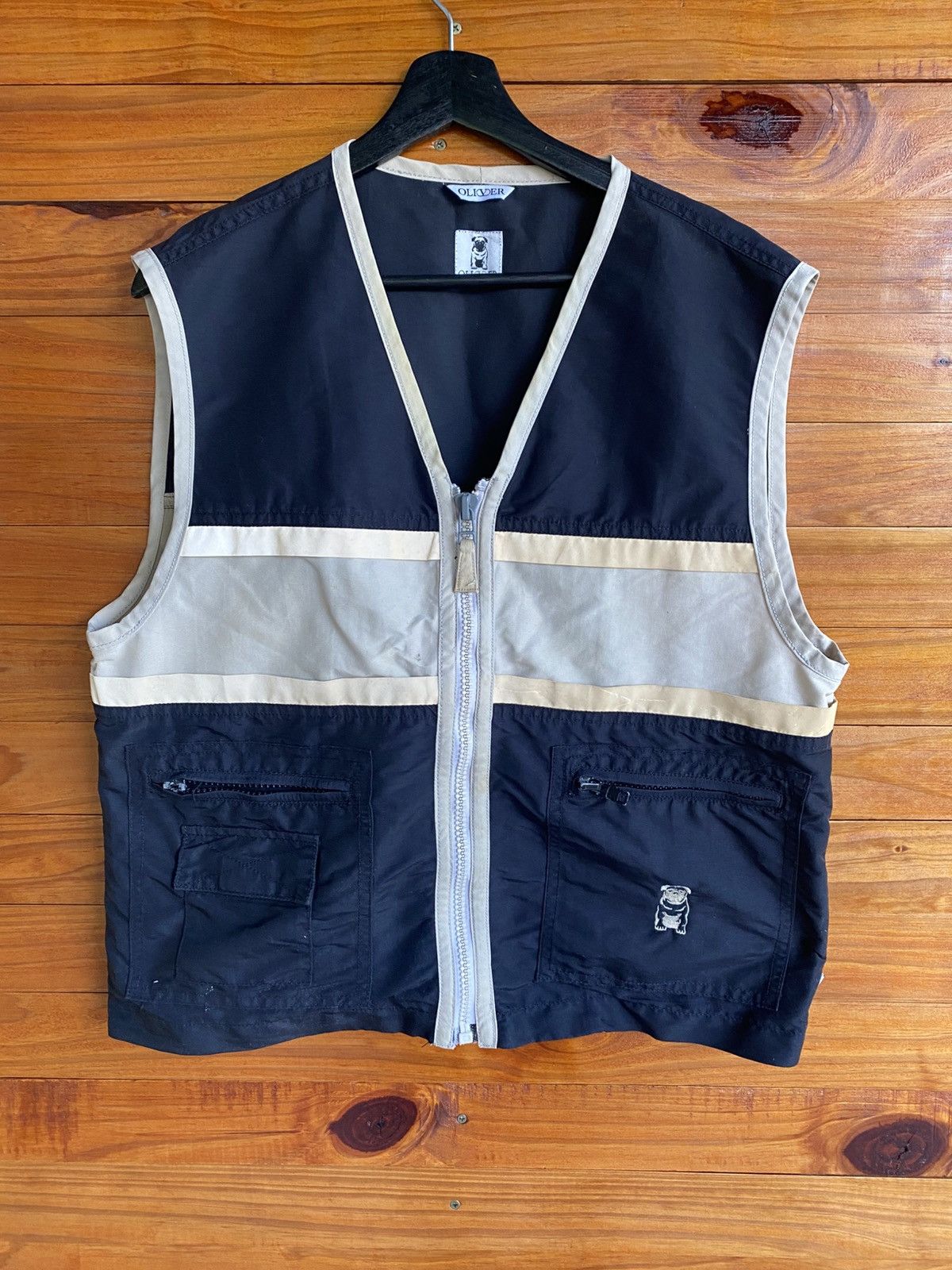 s.Oliver Vintage Oliver Two-Tone Utility Vest Black Beige – Unisex Size US M / EU 48-50 / 2 - 3 Thumbnail