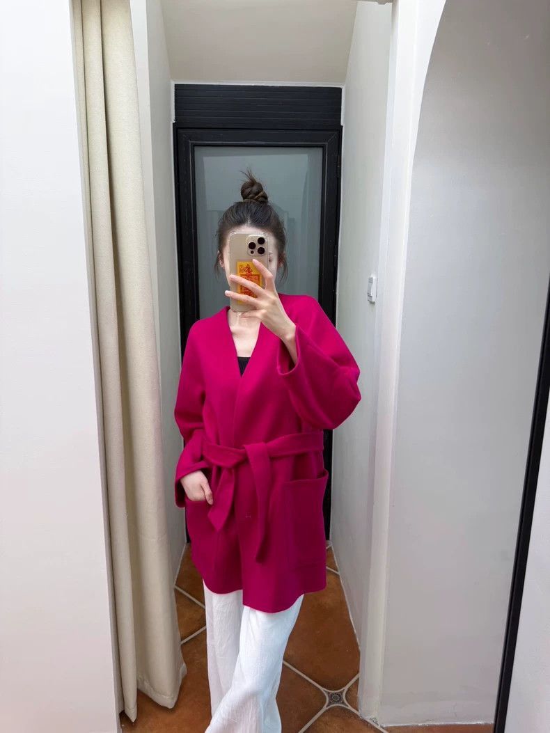 Max Mara MaxMara Pink Wool Belted Coat-2508 Size M / US 6-8 / IT 42-44 - 2 Thumbnail