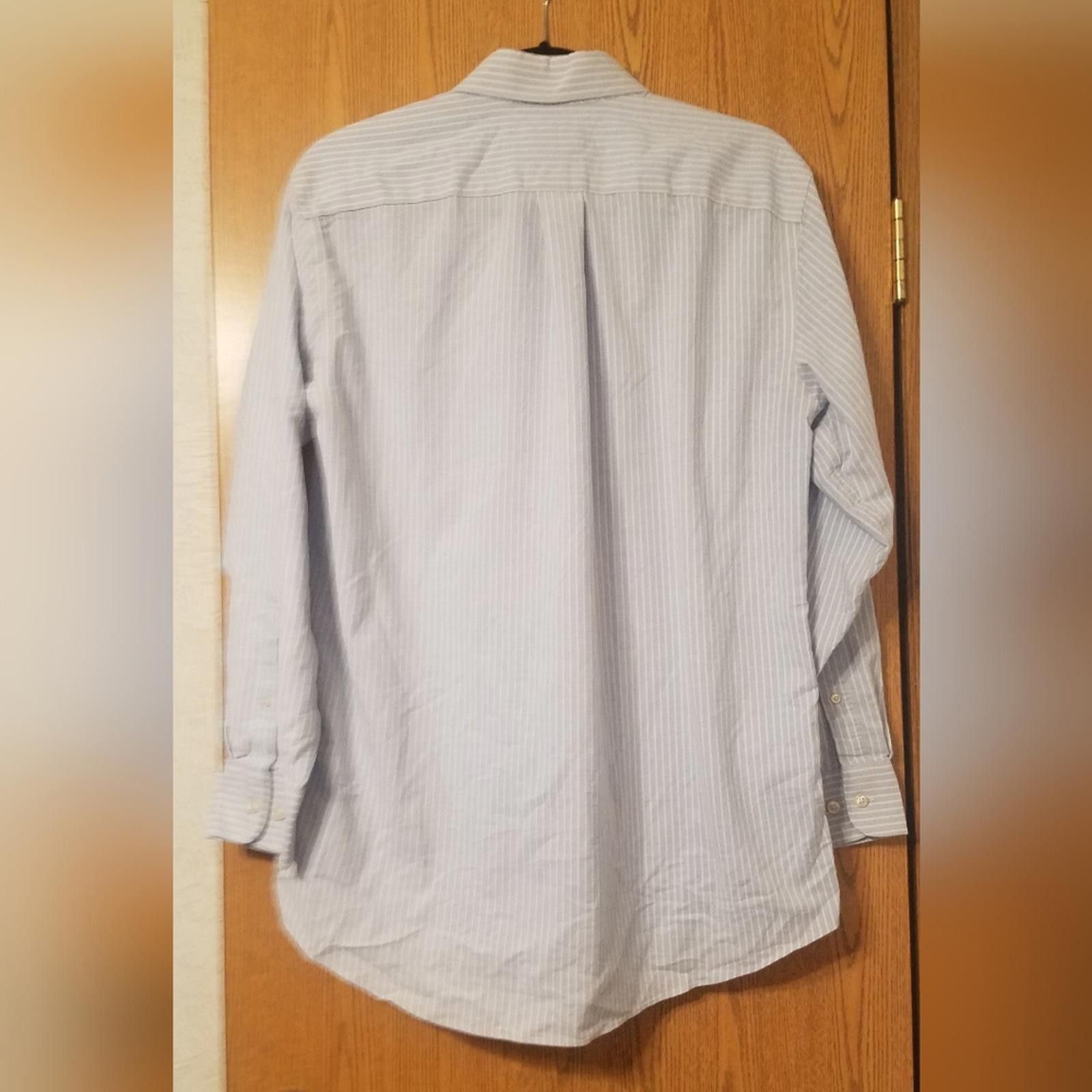 Stafford Stafford Travel Light Blue Striped Button Down Shirt 15 1/2 Size US M / EU 48-50 / 2 - 2 Thumbnail