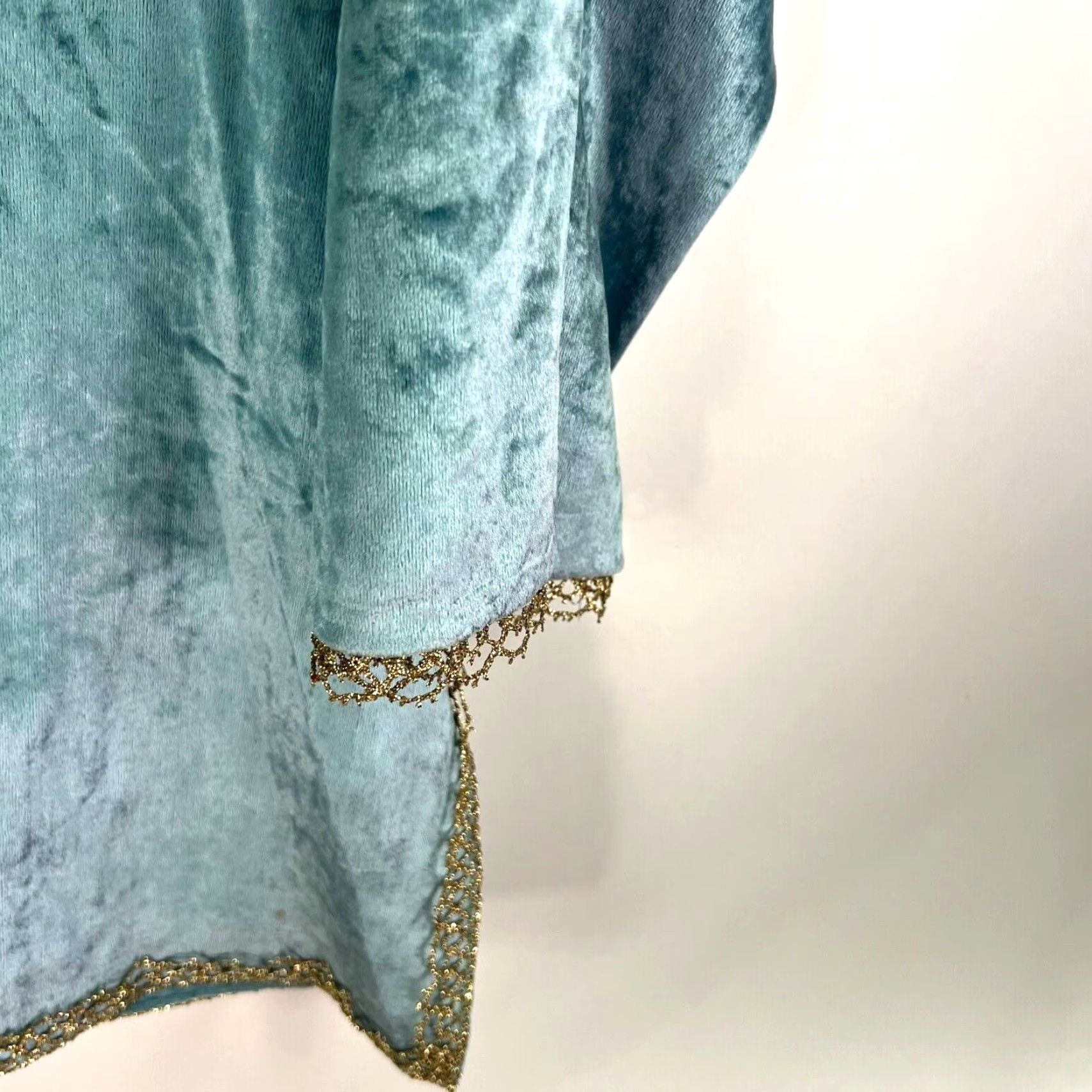 Vintage Vintage Bill Tice Velvet Tunic Top Womens XL Blue Shirt Embellished 1980s Boho Made in USA Size L / US 10 / IT 46 - 3 Thumbnail