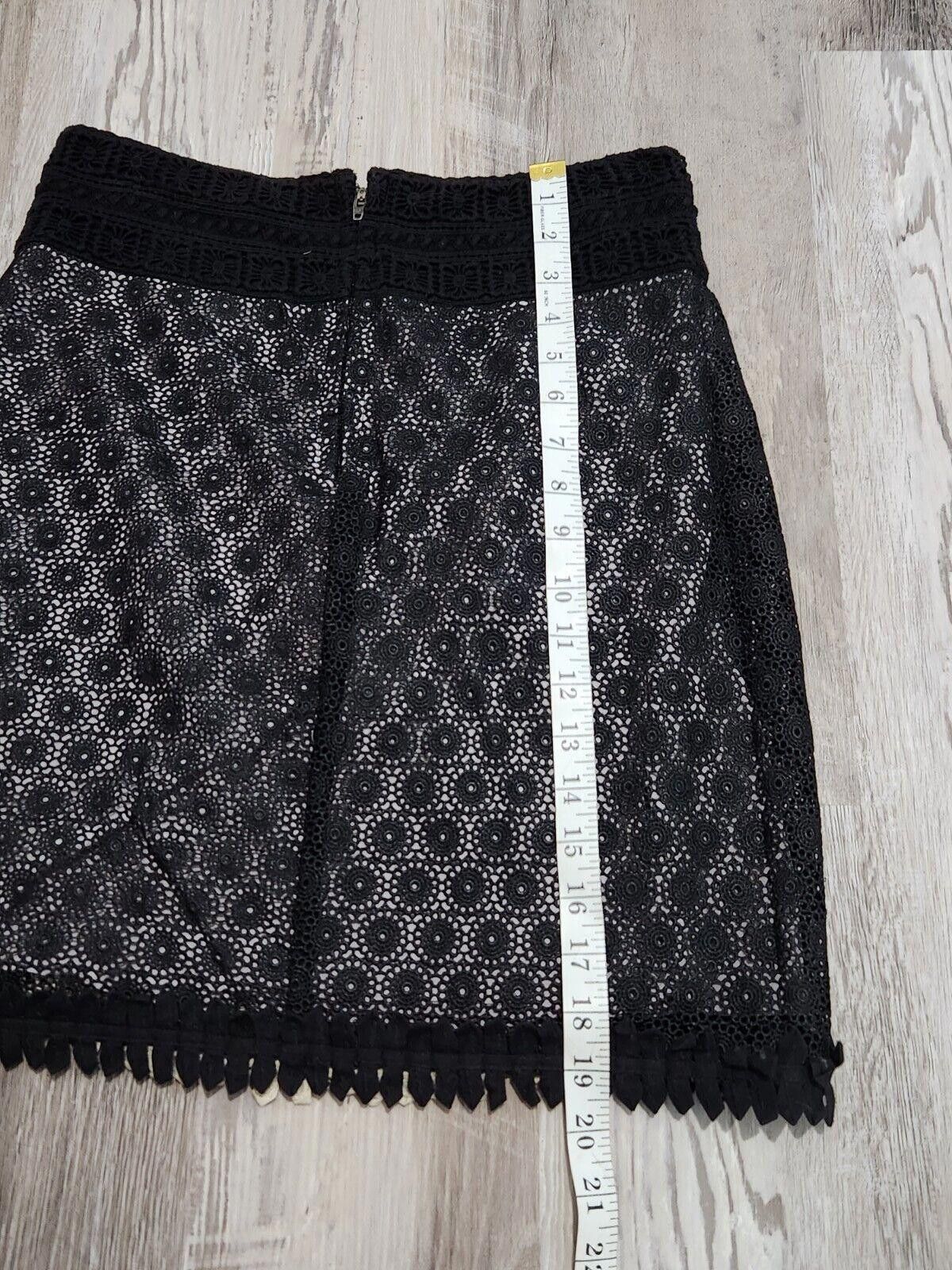Designer Leifnotes Skirt Size 4 Anthropoligie Lace Mini Black Grey Size 27" / US 4 / IT 40 - 6 Thumbnail