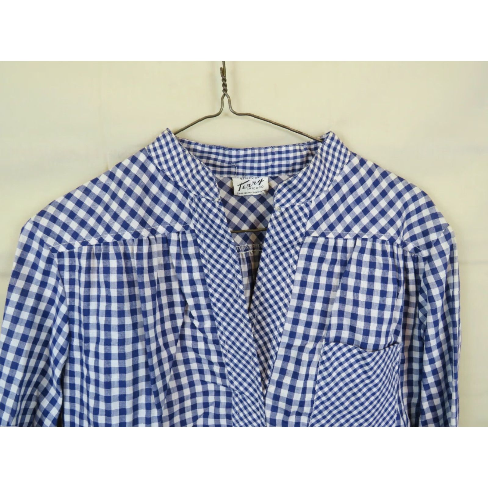 Vintage VINTAGE Terry Shirt Polyester Blue 1960-70s M Stain Destroyed Chicago plaid Casual Mens Size M / US 6-8 / IT 42-44 - 2 Thumbnail