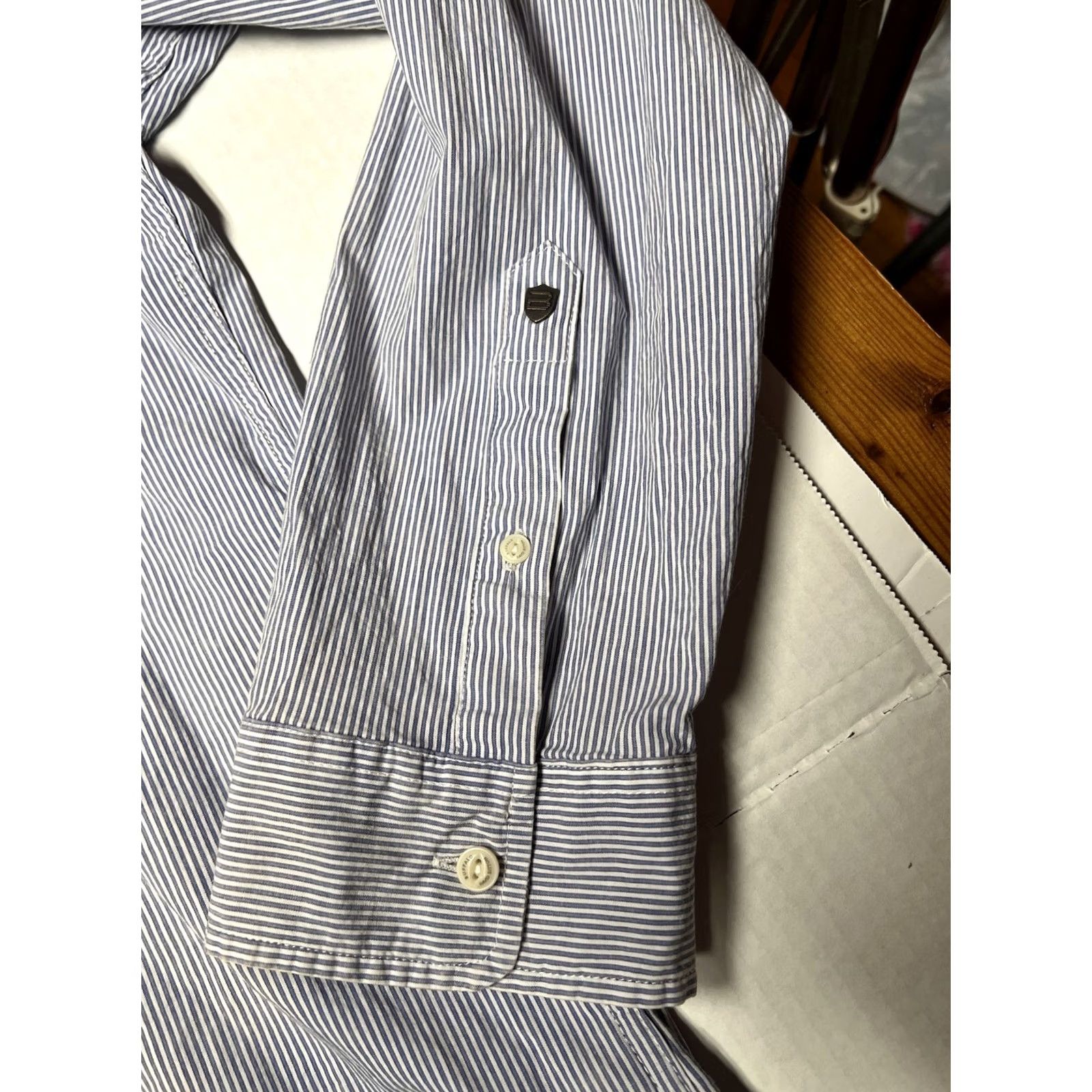 Buffalo David Bitton Buffalo David Bitton Shirt Men’s XXL Blue White Pinstriped Savior X Slim Stretch Button Up Long Sleeve Size US XXL / EU 58 / 5 - 5 Thumbnail