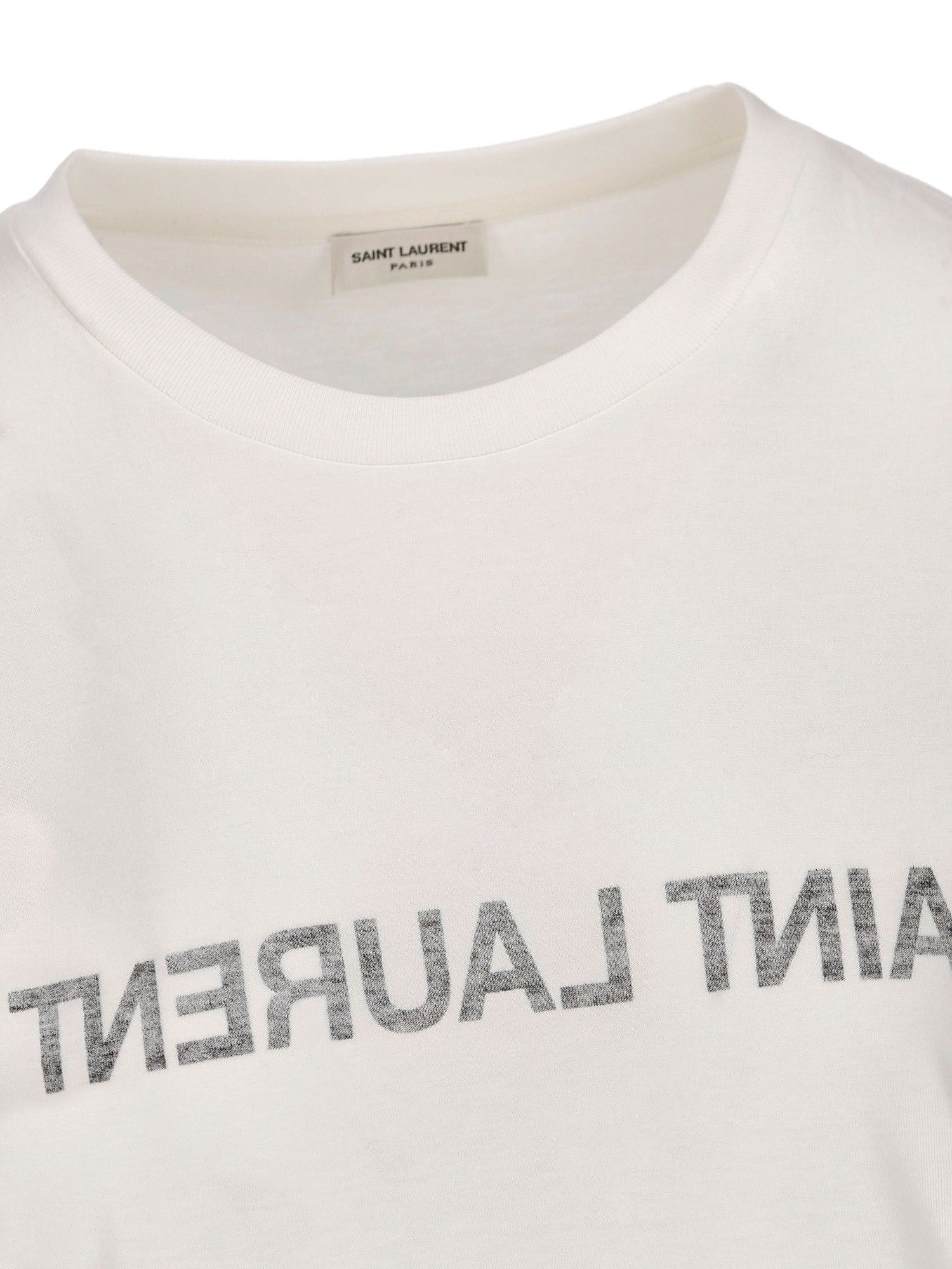 Saint Laurent Paris ob1o1e1124 Cotton T-Shirt in White Size M / US 6-8 / IT 42-44 - 3 Thumbnail
