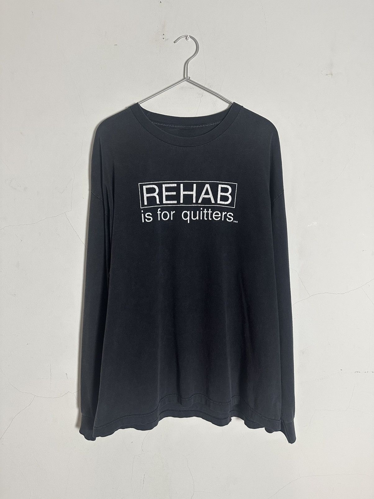 Vintage Vintage Drugs ‘Rehab Is For Quitters’ Faded Long Sleeve Tee Size US XL / EU 56 / 4 - 1 Thumbnail