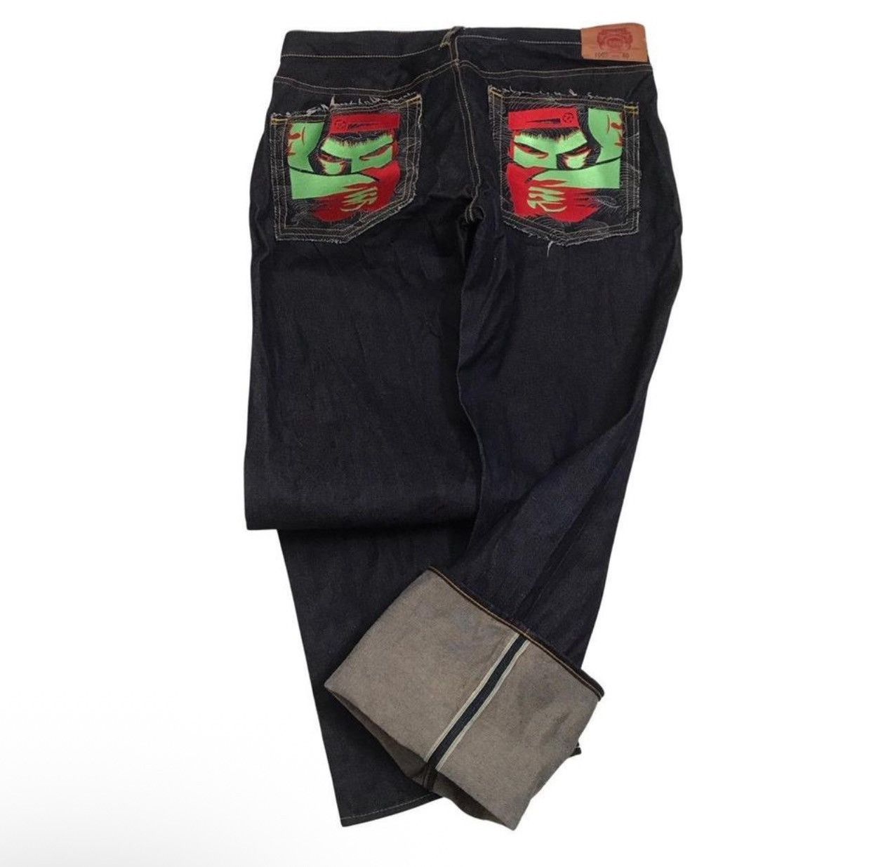 Red Monkey Baggy Red Monkey embroidered raw denim jeans Size US 40 / EU 56 - 1 Thumbnail