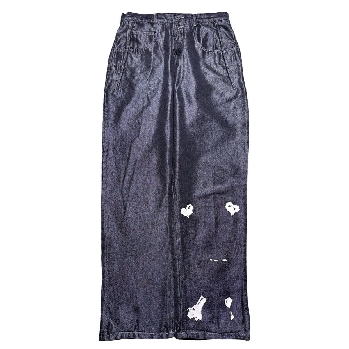 Guess Vintage 90s Guess Metallic Wash Skull Crossbones Jeans 33X31 Size US 33 - 3 Thumbnail