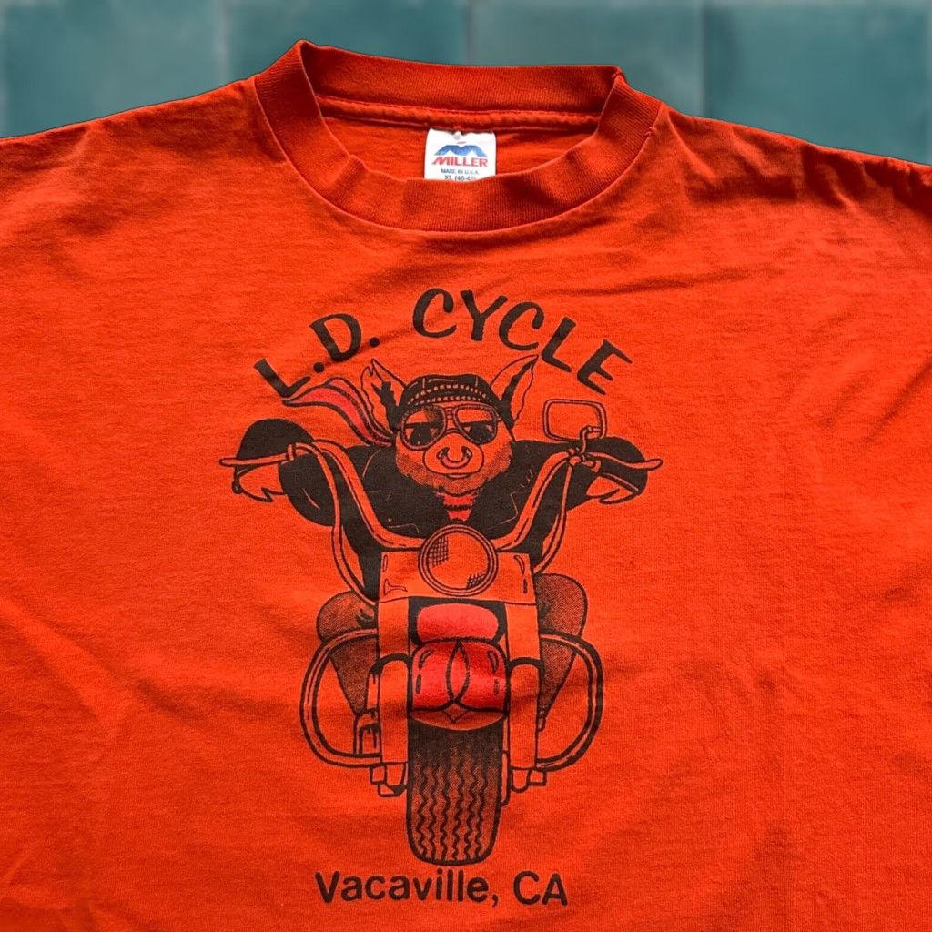 Vintage VINTAGE Harley Davidson T-Shirt Men XL Orange 80s Motorcycle Pig California HD Harley Davidson Pig LD Size US XL / EU 56 / 4 - 1 Thumbnail