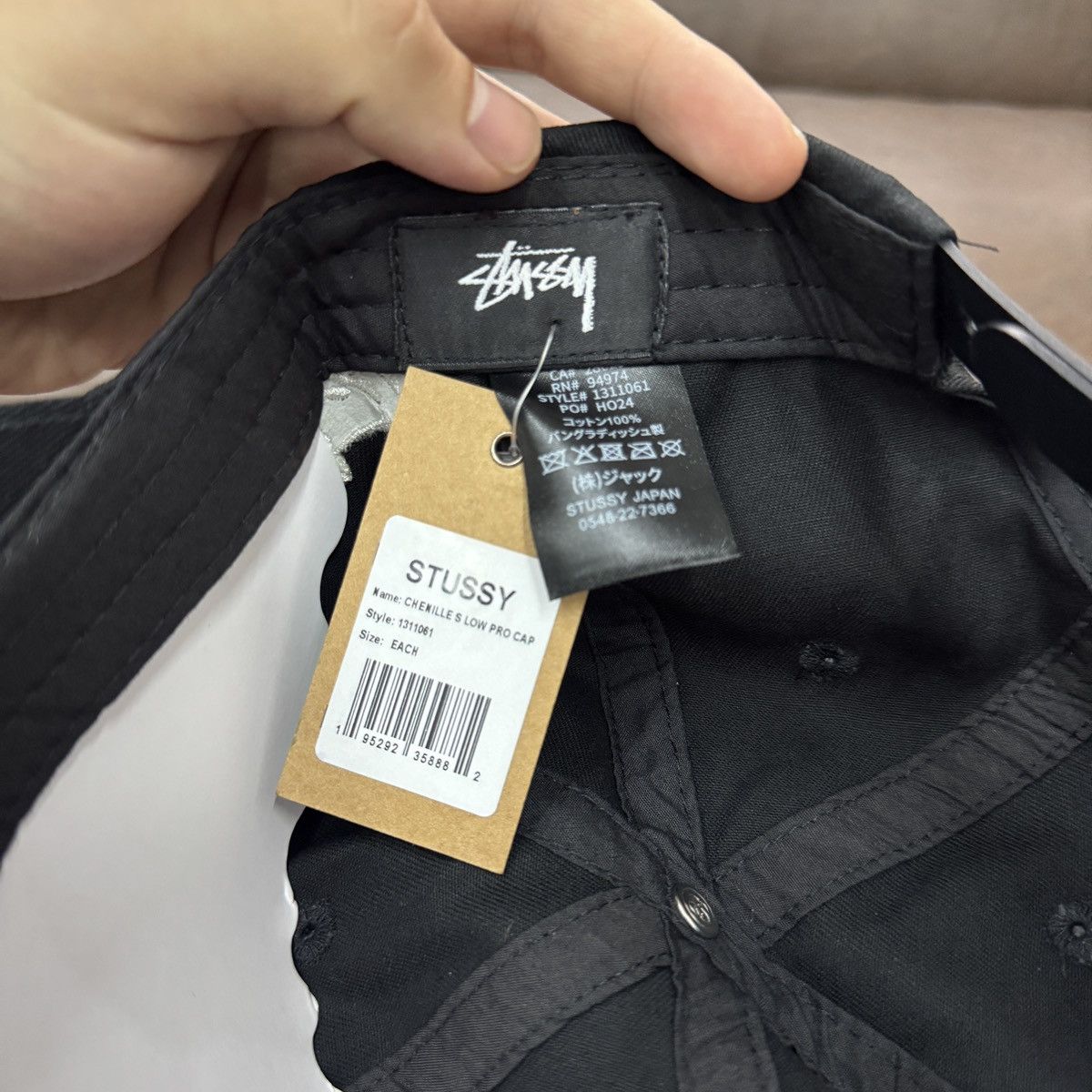 Stussy STUSSY S CHENILLE LOW PRO CAP - BLACK Size ONE SIZE - 4 Thumbnail