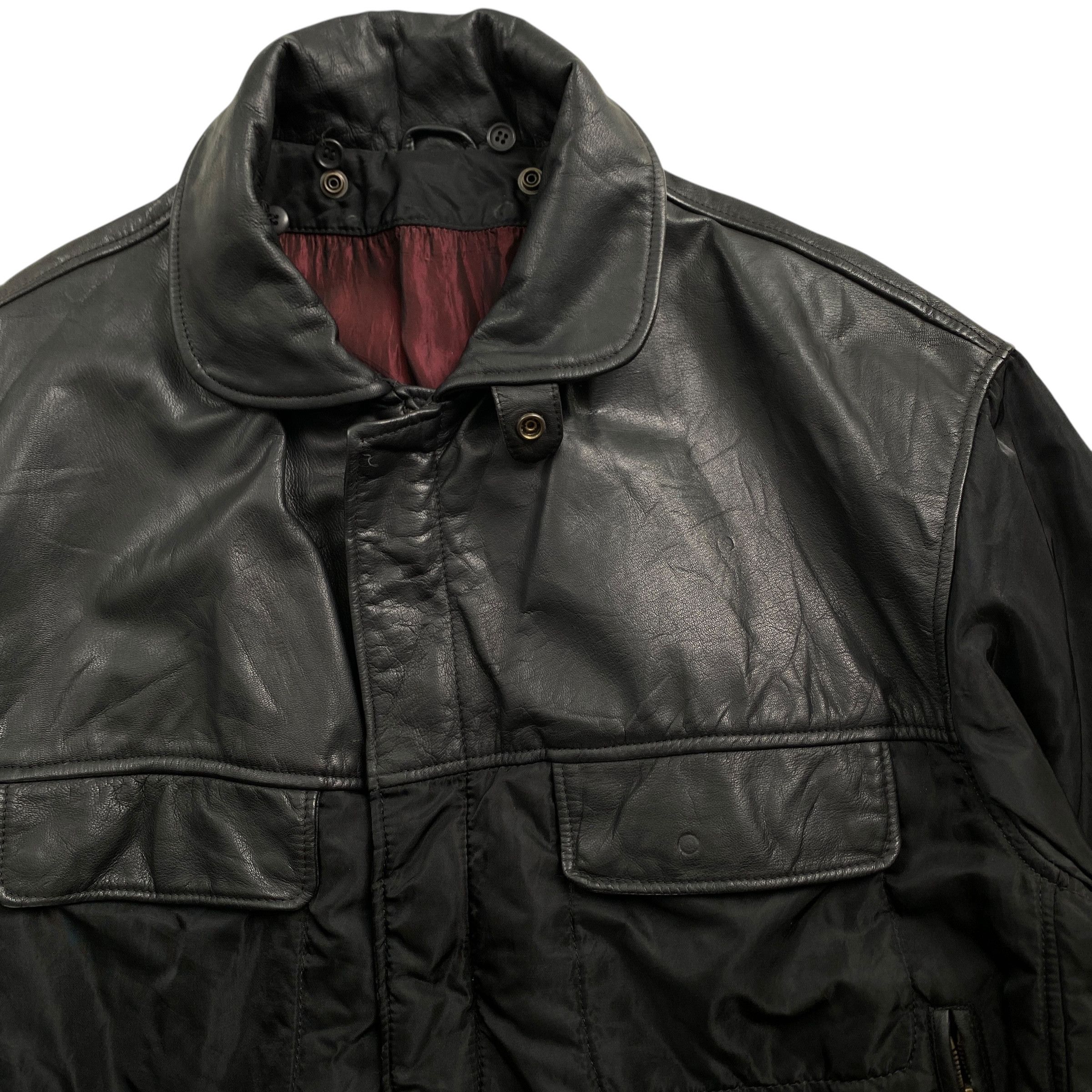 Hugo Boss Vintage Hugo Boss Hybrid Leather Trucker Jacket Size US L / EU 52-54 / 3 - 2 Thumbnail