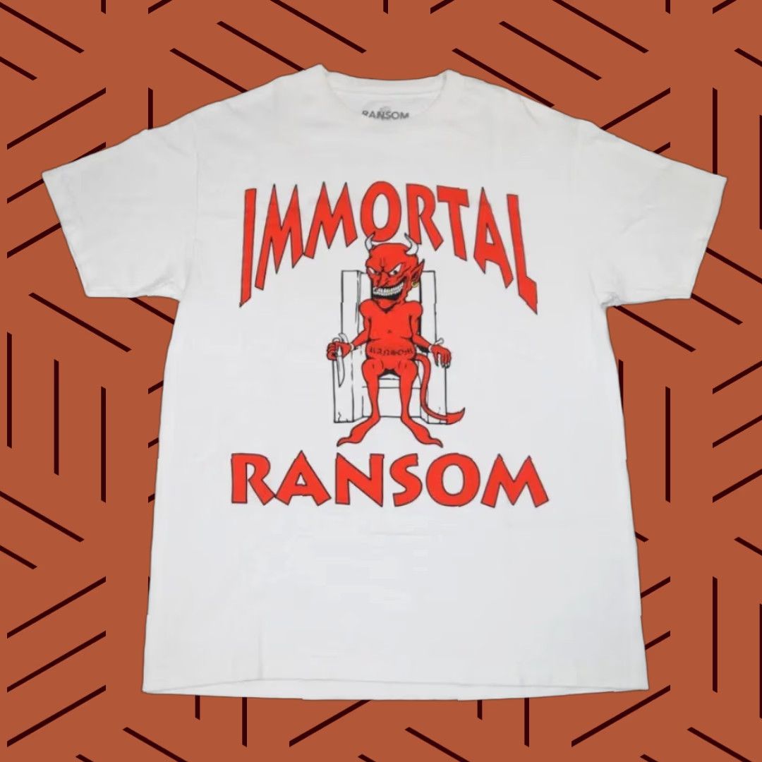 Vintage Ransom Immortal X Ransom T-Shirt Mens Large White Graphic Tee Skate Rap Devil 90s Size US L / EU 52-54 / 3 - 1 Thumbnail