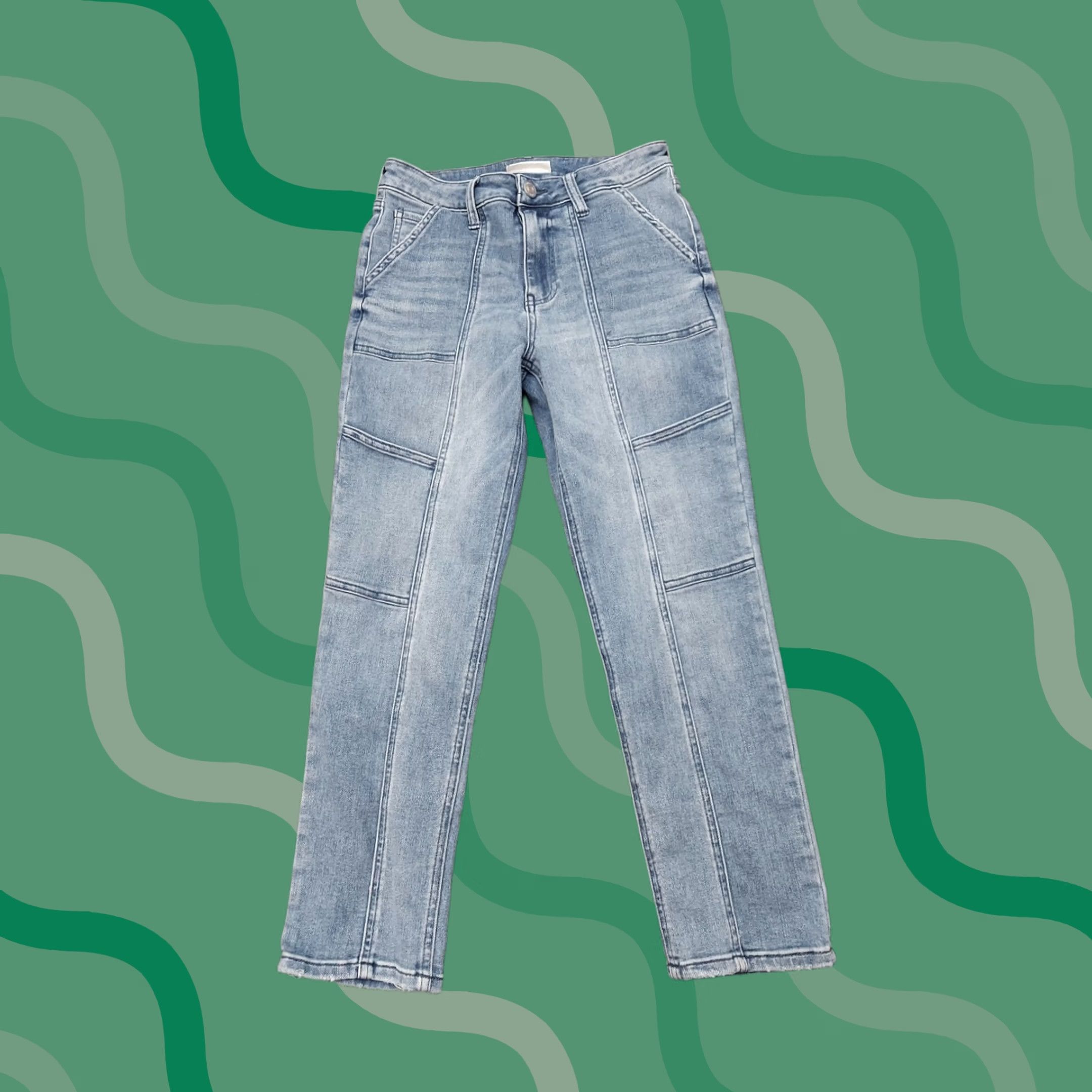 Kut From The Kloth Jeans Womens 6 Reese Straight Cargo Pockets Light Wash in Blue, Women's (Size 28)