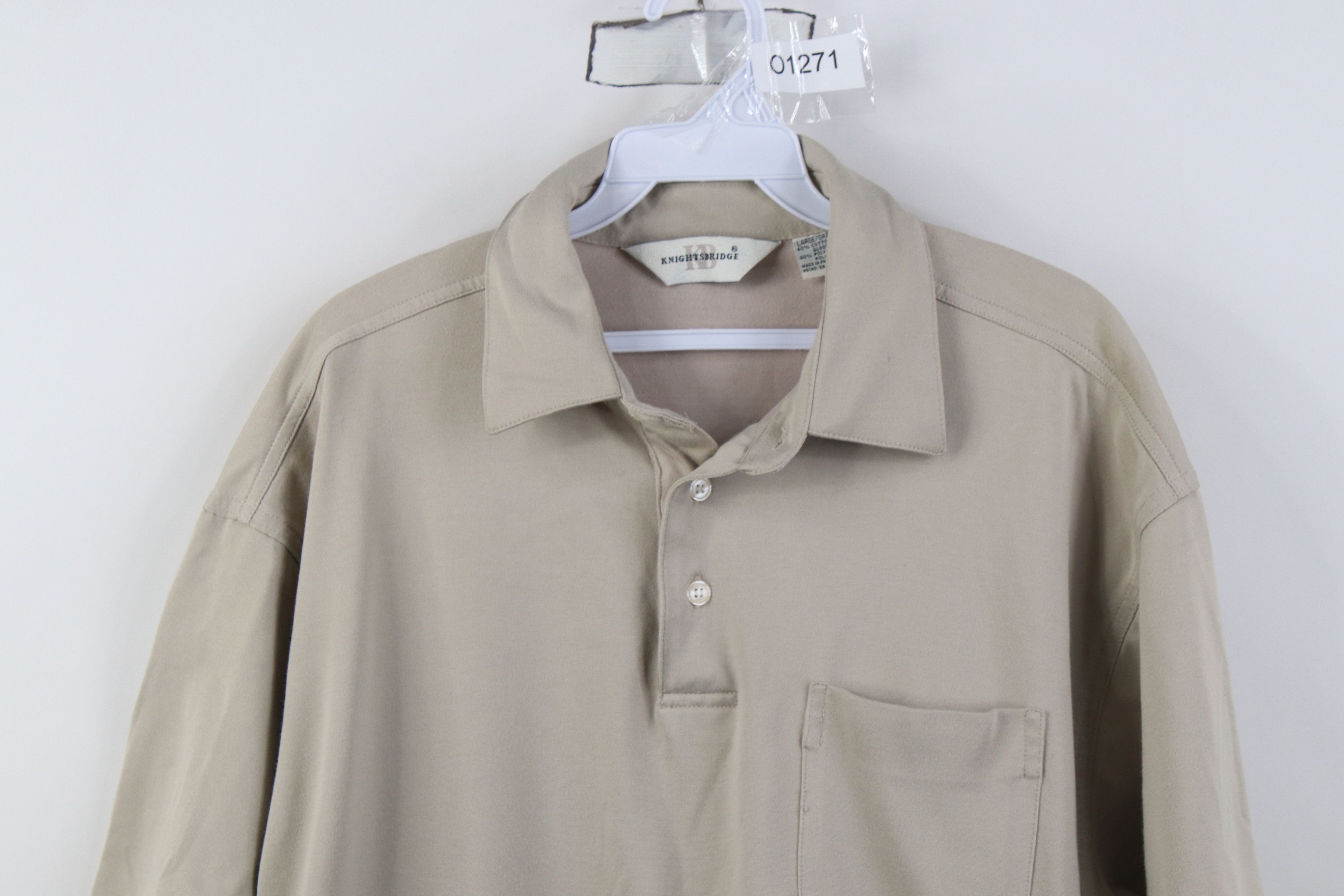 Vintage Vintage 90s Streetwear Knit Collared Golf Polo Shirt Tan Size US L / EU 52-54 / 3 - 2 Thumbnail