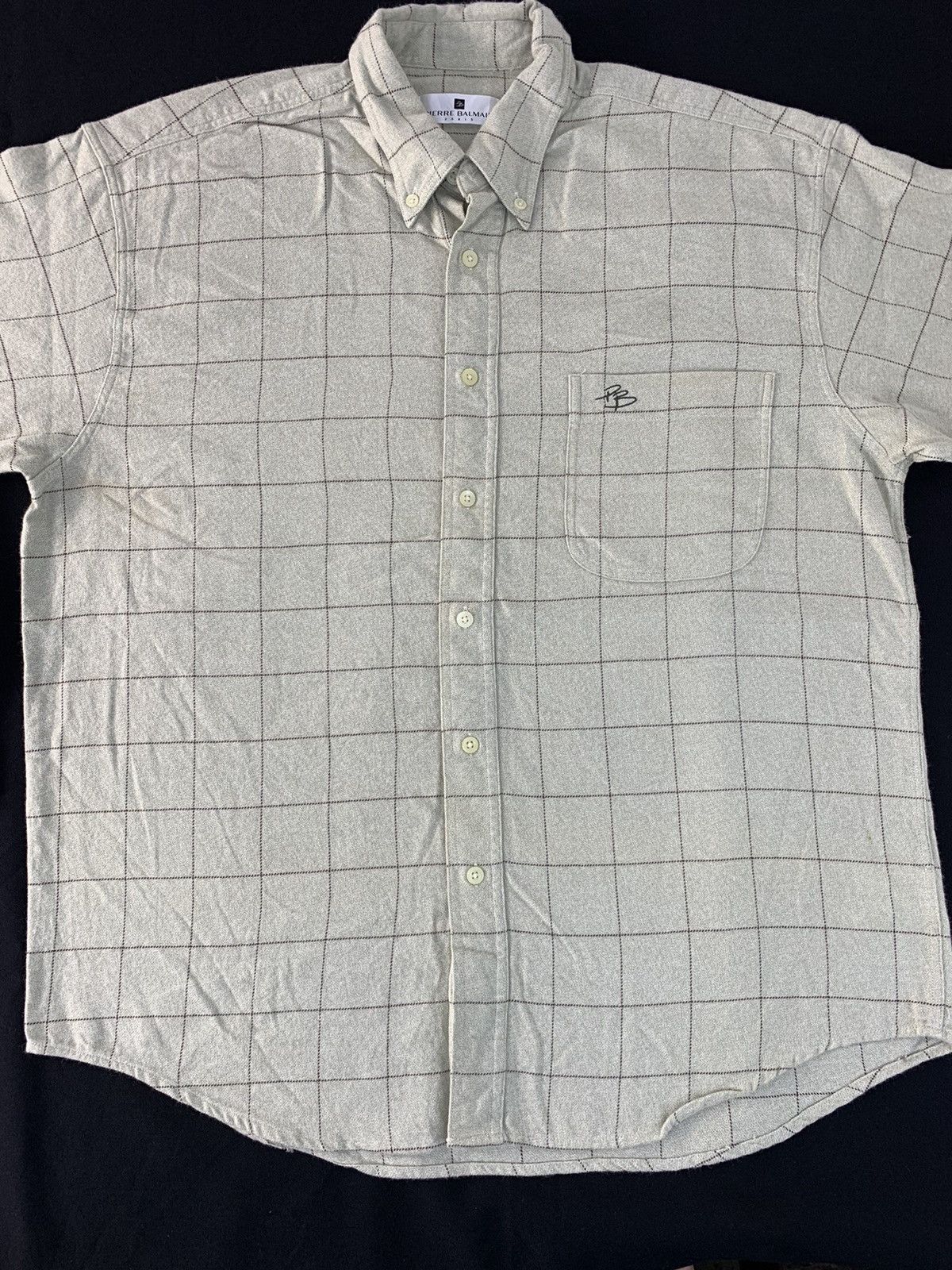 Pierre Balmain 90s Pierre Balmain Paris Checked Design Single Pocket Shirt Size US XL / EU 56 / 4 - 3 Thumbnail