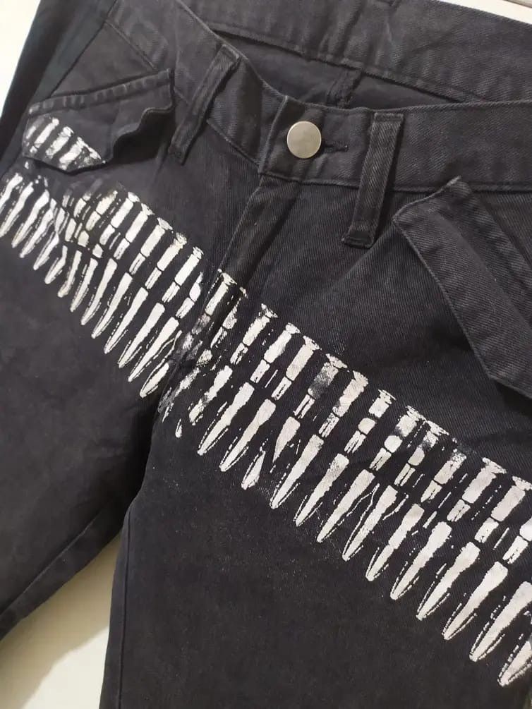 Japanese Brand Skullism Bullet Print Skinny Stretchable Nice Design Pants Size US 29 - 2 Thumbnail