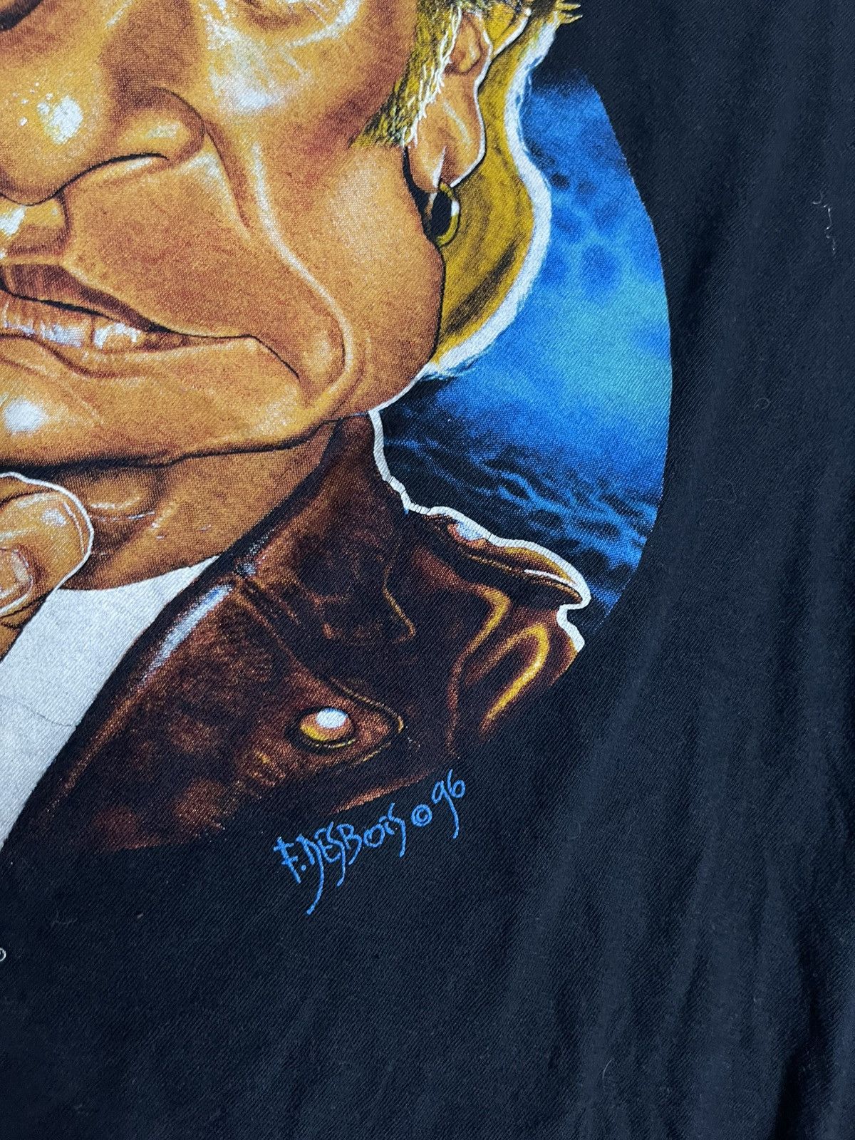Vintage RARE VINTAGE 96 Johnny Hallyday French Rock F.Dubois Art Tee Size US XL / EU 56 / 4 - 5 Thumbnail