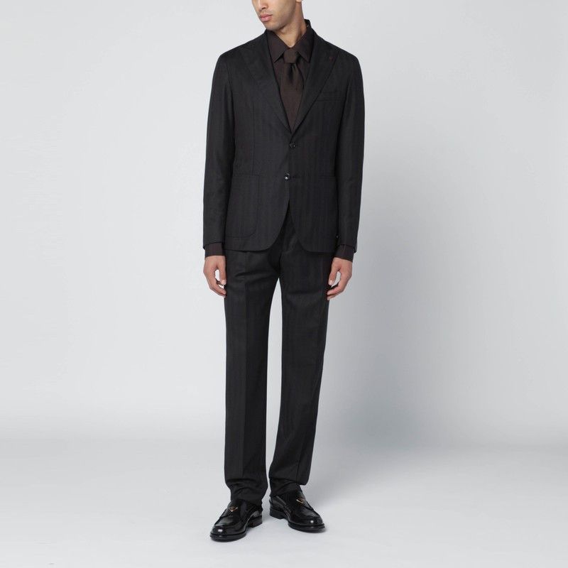 Tagliatore Brown Striped Single-Breasted Wool Suit