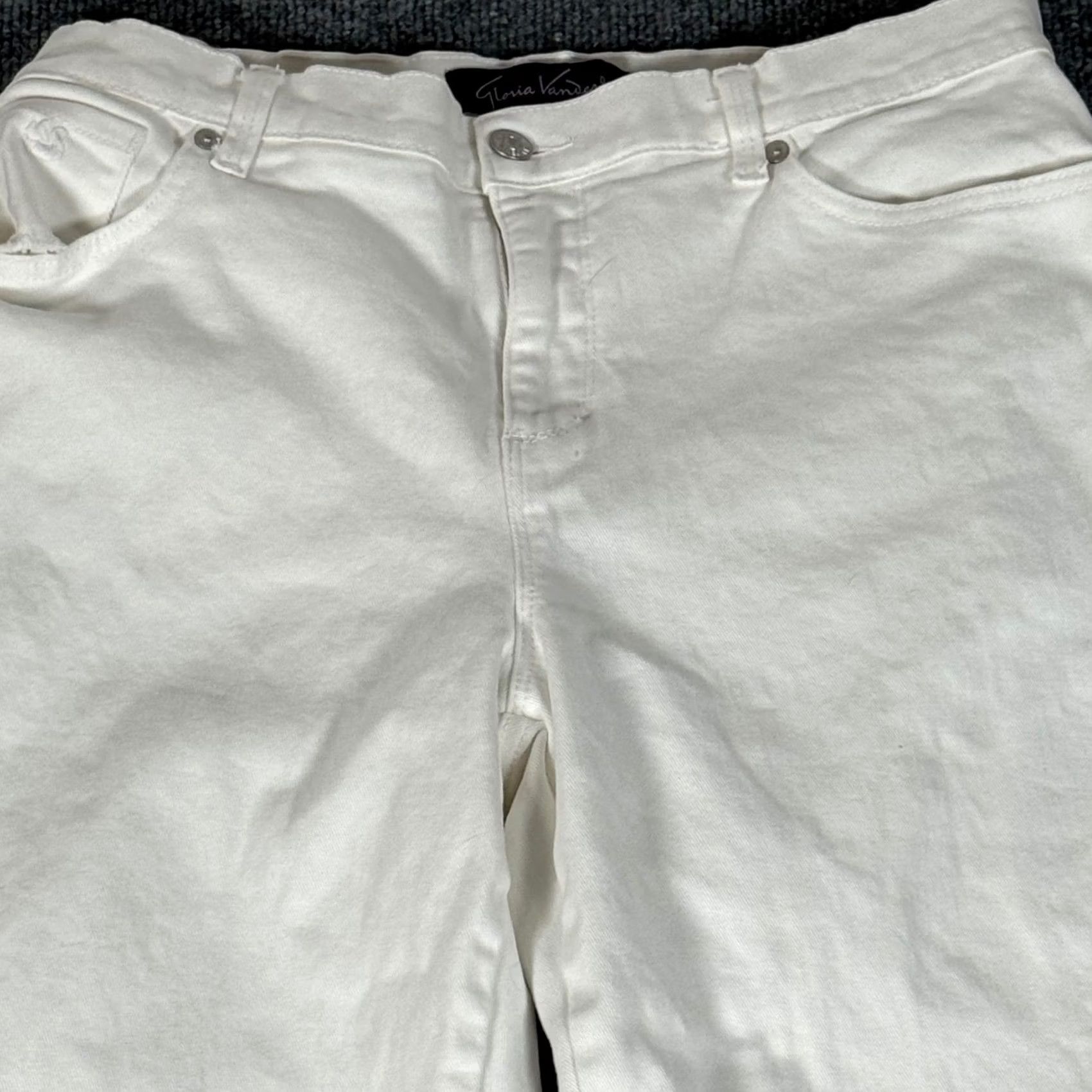 Gloria Vanderbilt Gloria Vanderbilt Amanda Jeans White Straight Womens 10 Denim Cotton Blend Pockets Stretch Classic Fit Inseam 27.5in Rise 10.5in Zip Button Size 32" / US 10 / IT 46 - 3 Thumbnail