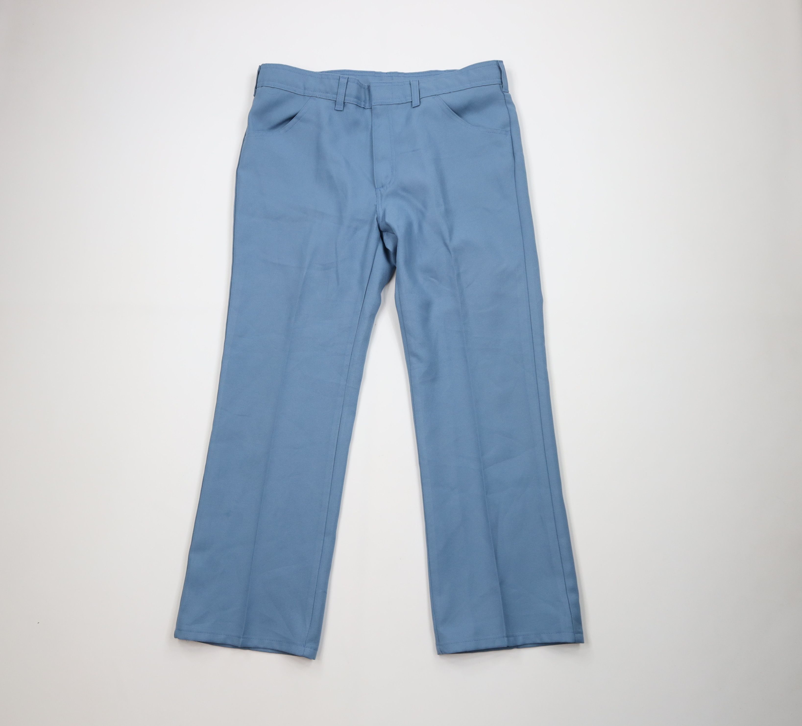 Vintage Vintage 70s Streetwear Knit Flared Wide Leg Chino Pants Blue Size US 36 / EU 52 - 1 Thumbnail