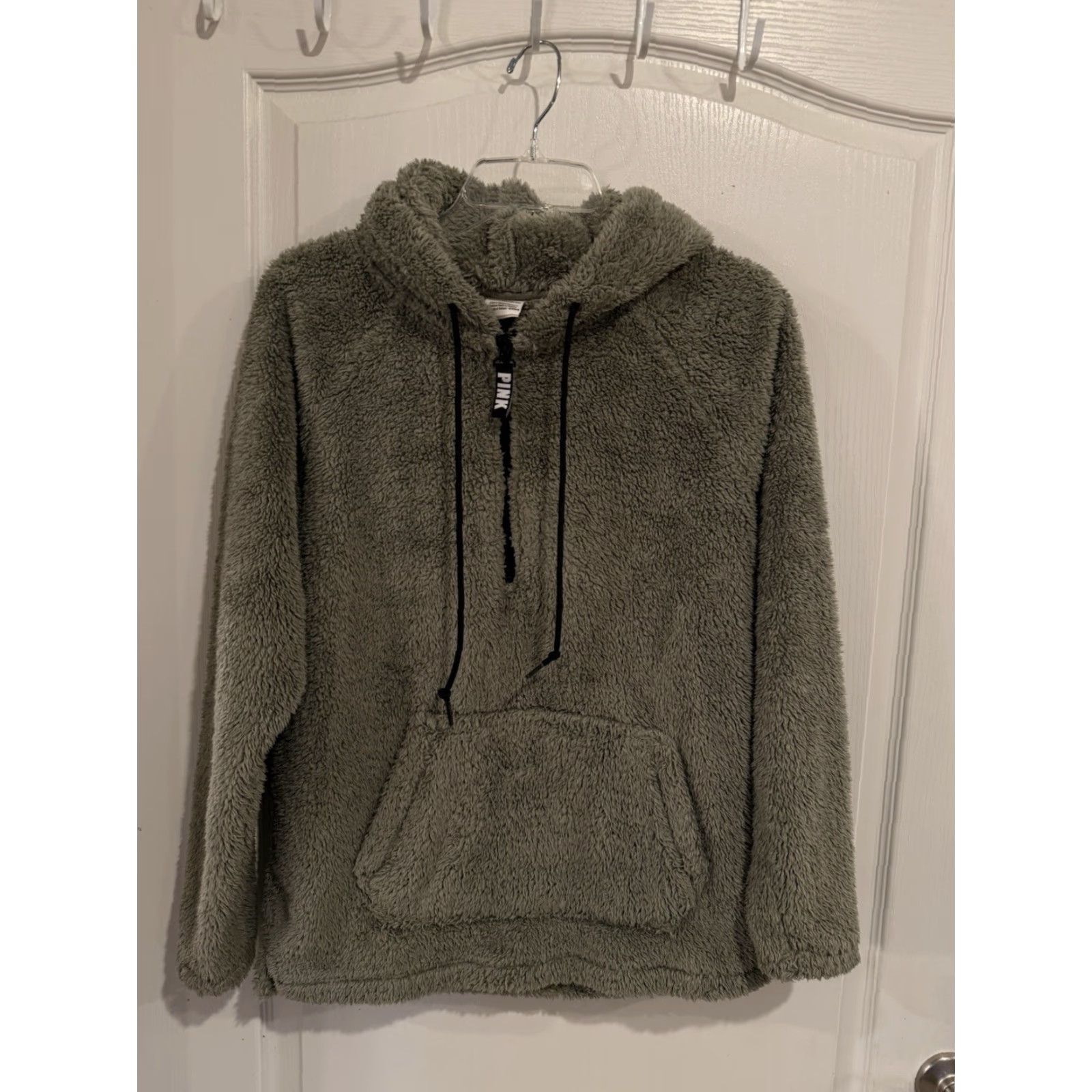 Victoria's Secret PINK by Victoria’s Secret Hoodie XS Green Half Zip Pullover Sherpa Fur Hooded Pullover Womens XS Size XS / US 0-2 / IT 36-38 - 2 Thumbnail