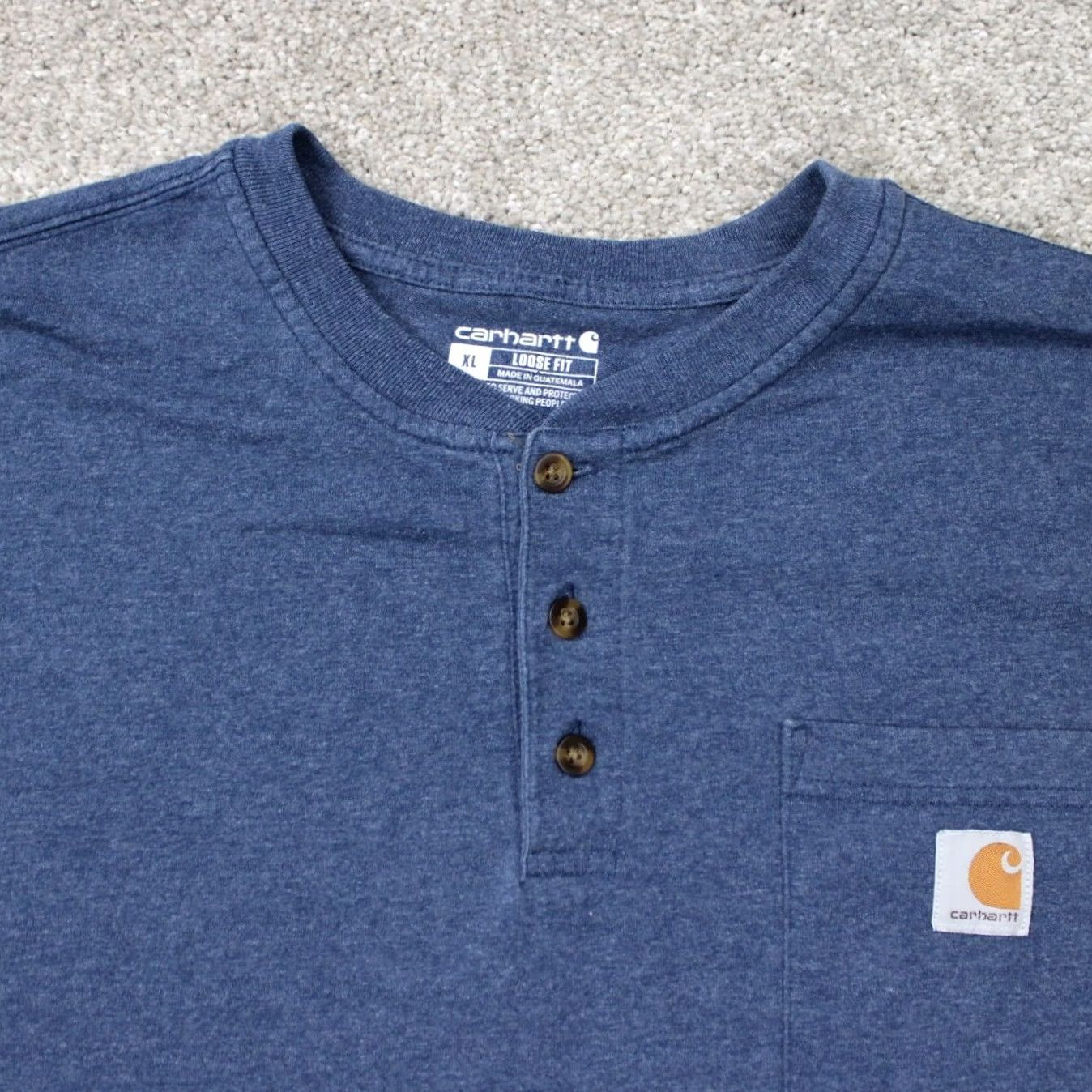 Carhartt Carhartt Henley Shirt Mens XL Blue Short Sleeve Cotton/Polyester Crew Neck T-Shirt Size US XL / EU 56 / 4 - 5 Thumbnail