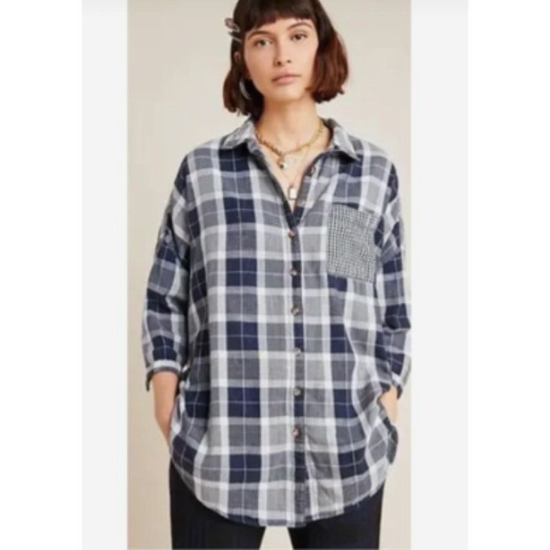 Anthropologie Anthropologie Pilcro Plaid Boyfriend Button Down Shirt SZ S Size S / US 4 / IT 40 - 1 Thumbnail
