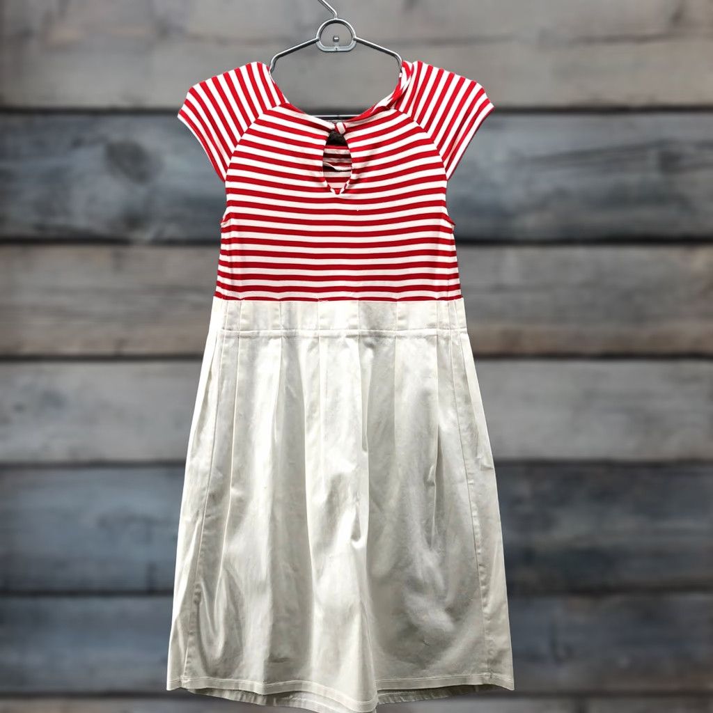Nautica VINTAGE Rosie Pope Maternity Dress XS Striped Mixed Media Pleated Red White Nautical Size XS / US 0-2 / IT 36-38 - 1 Thumbnail