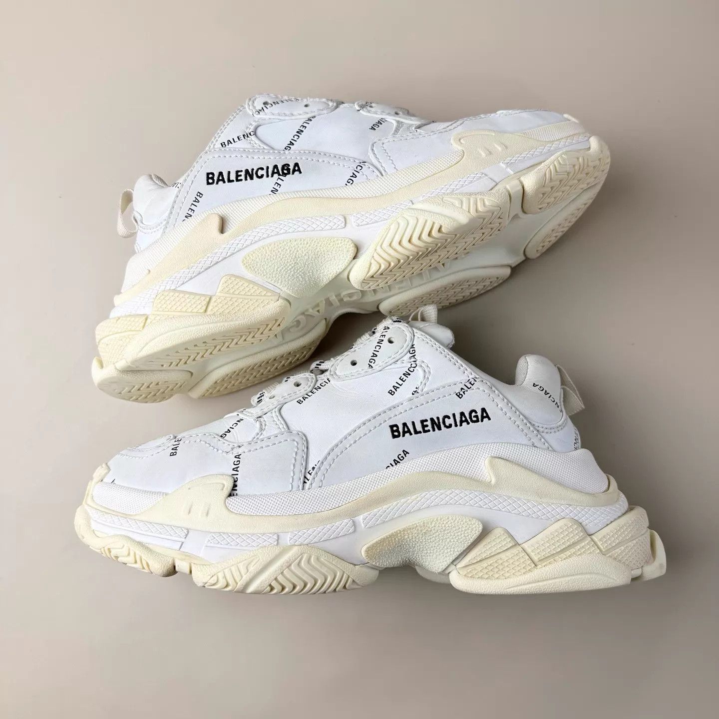 Balenciaga Balenciaga Triple S Black White Logo 95 New 38 EU Size US 7.5 / IT 37.5 - 5 Thumbnail