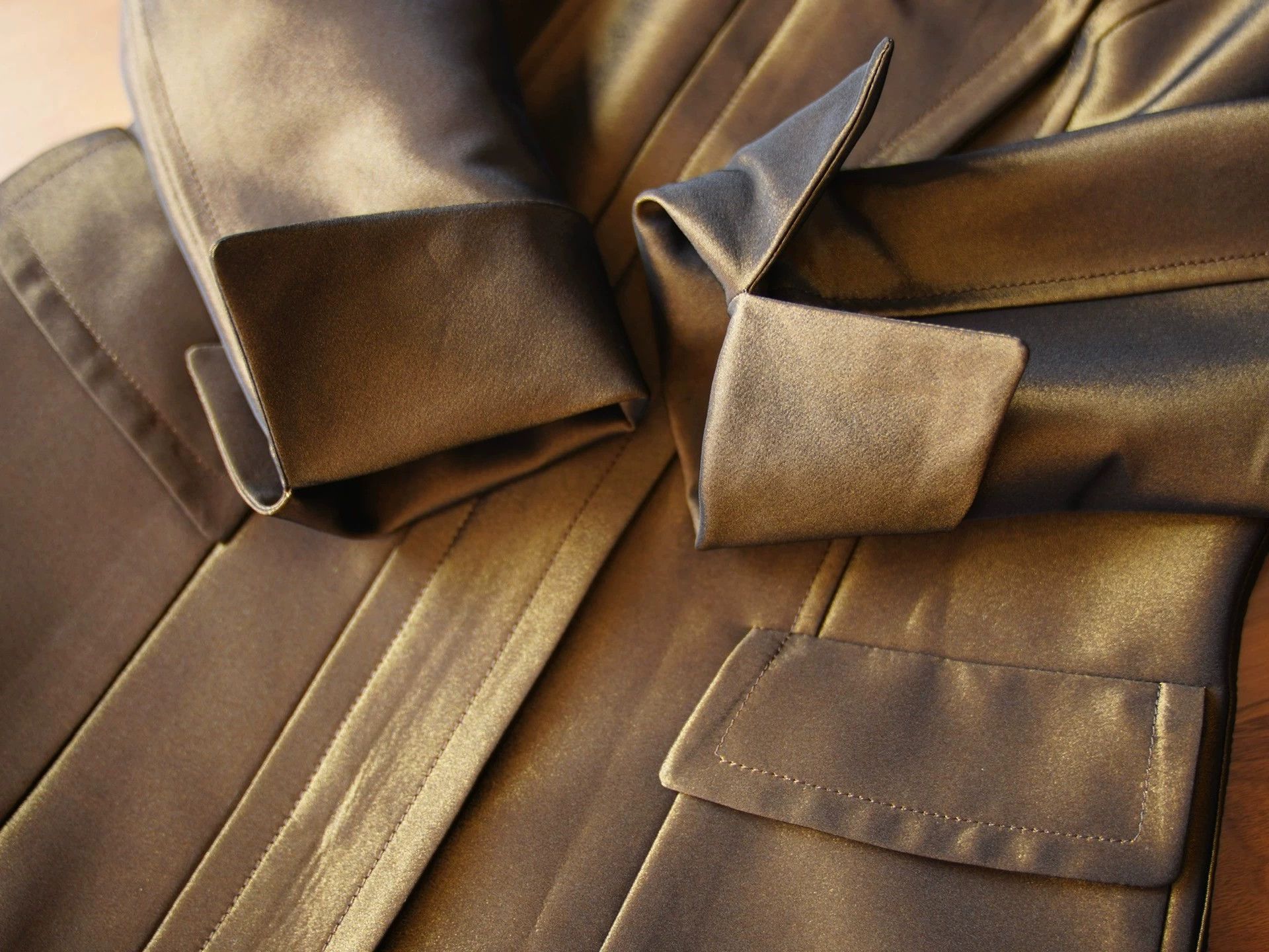 Other Vintage Brown Shiny 3PC Suit Pants+Belt 38 (XS-S) Size XS / US 0-2 / IT 36-38 - 5 Thumbnail
