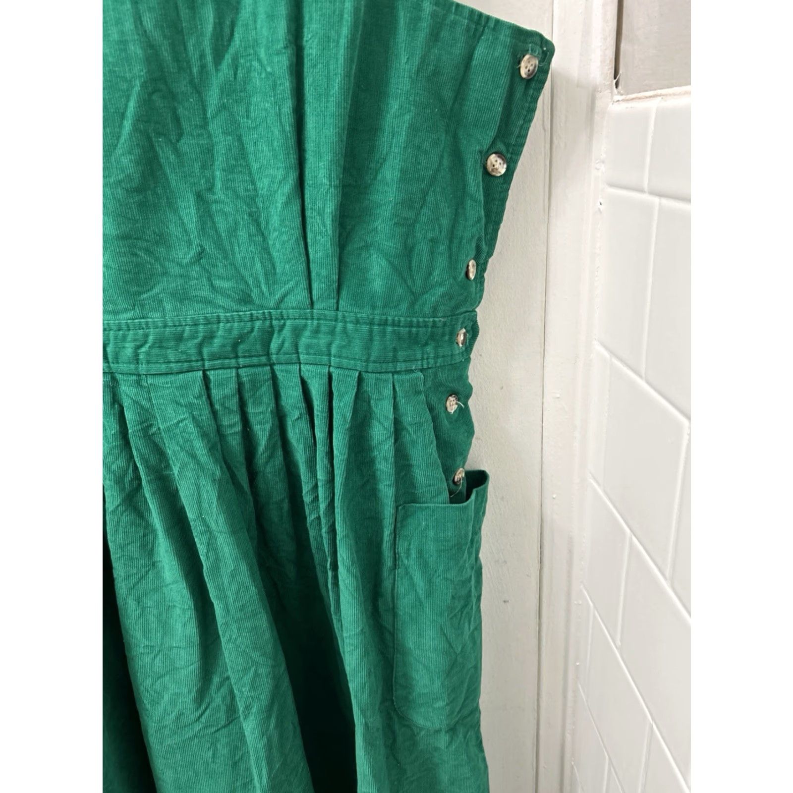 Vintage VINTAGE L.L. Bean Corduroy Jumper Dress Womens 16 Green Pinafore Made In USA Pockets Midi Dress Size XXL / US 16-18 / IT 52-54 - 5 Thumbnail