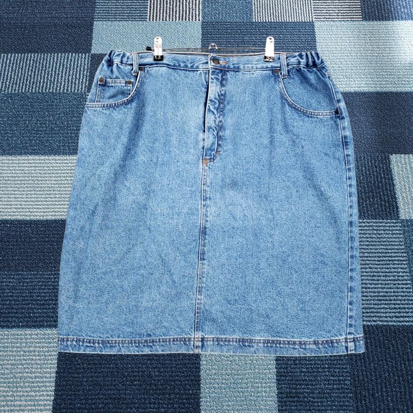 Denime Rebel Skirt Women 20W Plus Blue Denim Jean Mini Pencil Elastic Waist Size 42" / US 20 - 1 Thumbnail