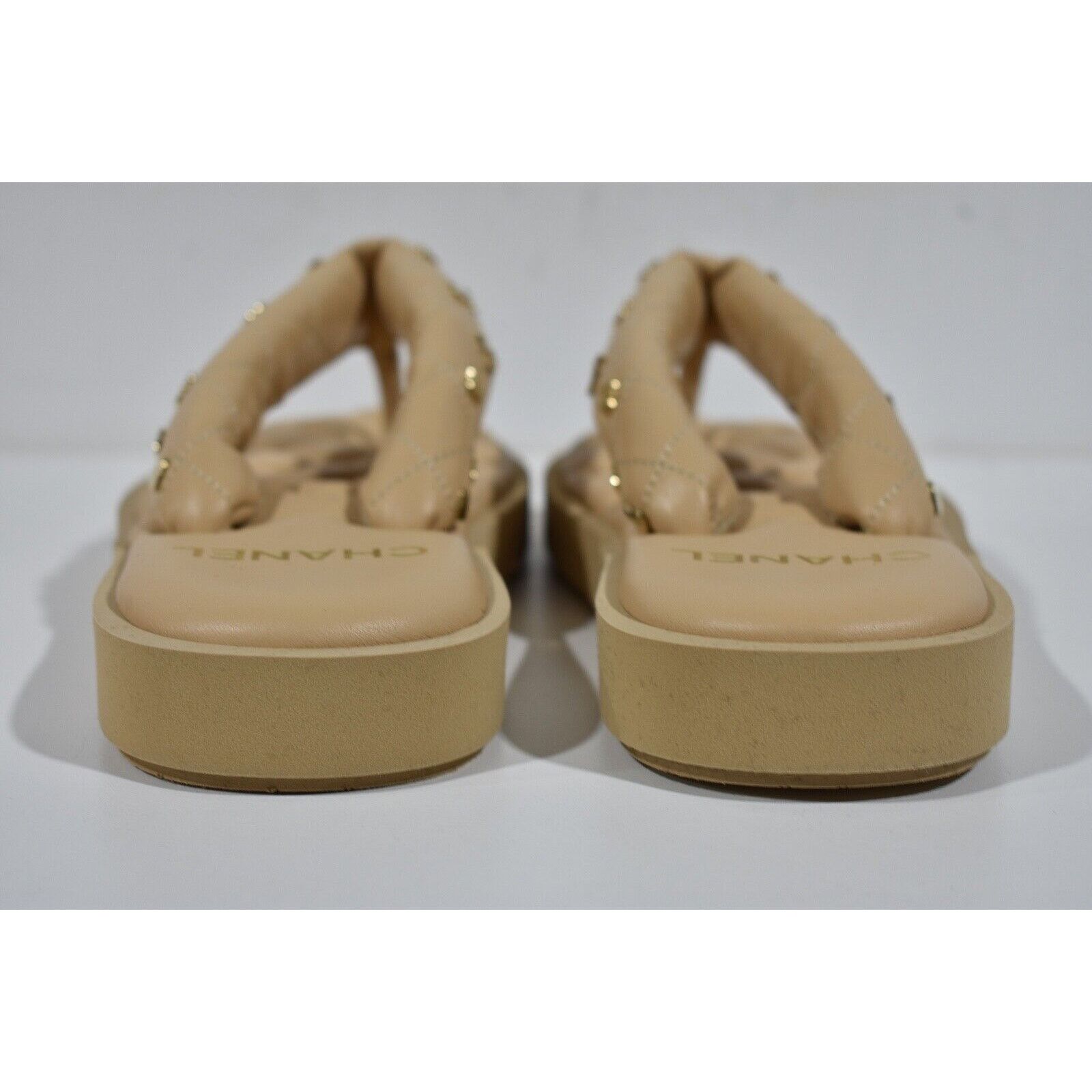 Chanel Chanel 23P Beige Quilted Charms Padded Pool Thong Logo Size US 11 / IT 41 - 11 Thumbnail