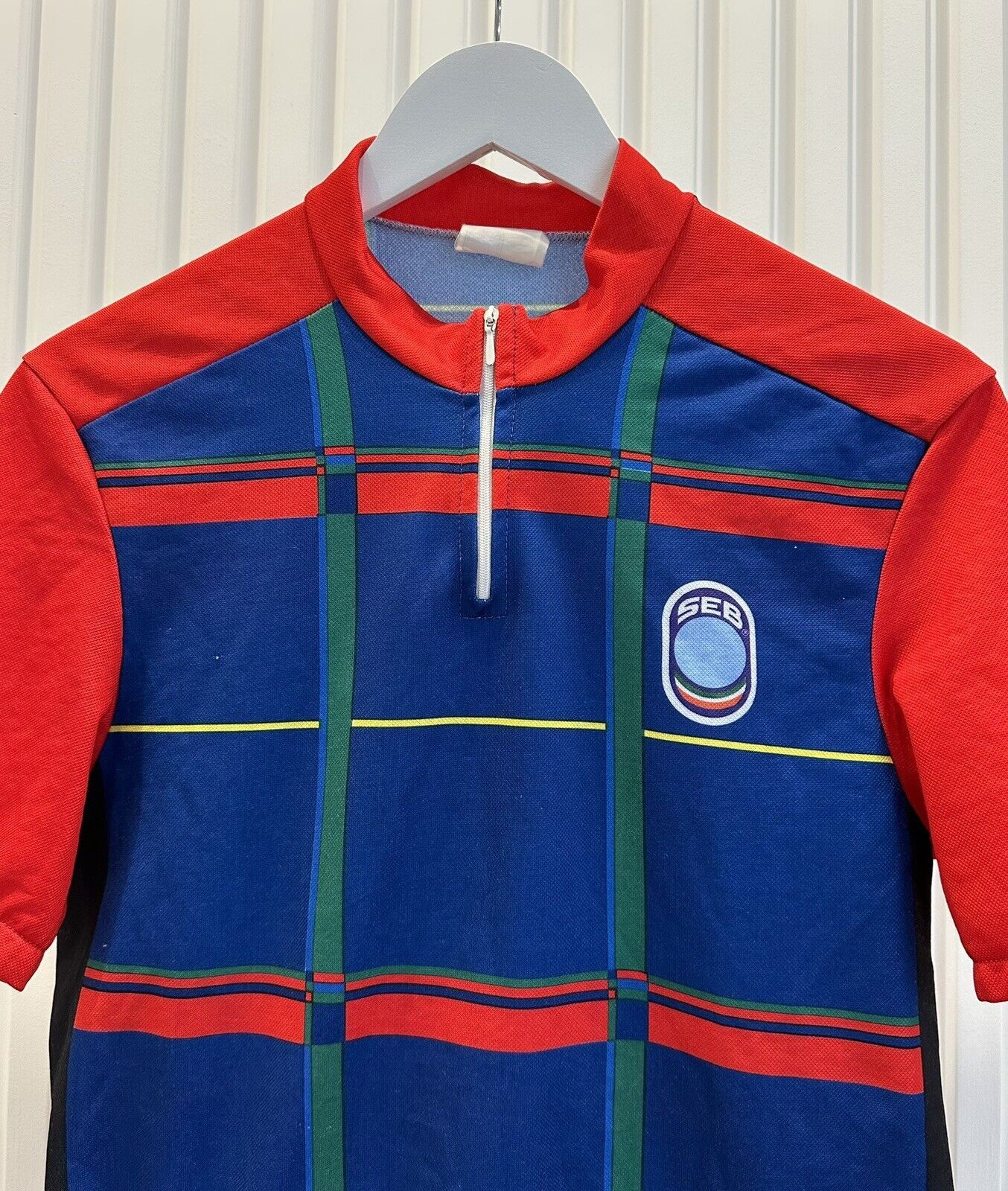 Maillot Cycliste Vintage SEB Années 90 – Taille L, 52cm De Poitrine, Manches Courtes Homme