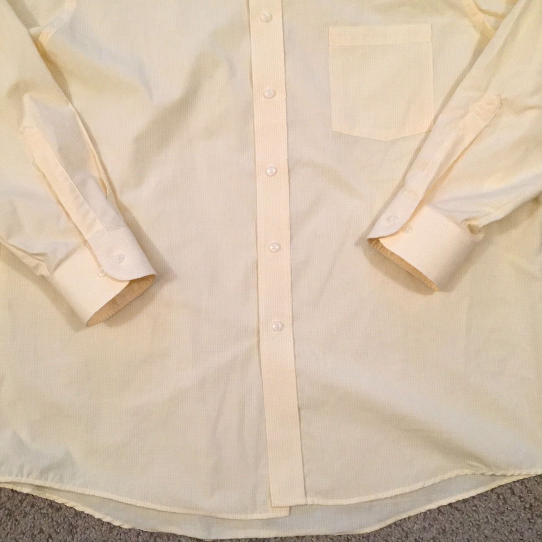 Van Heusen Van Heusen Shirt Mens 17 Yellow Micro Check Long Sleeve Button-Down Regular Collar-Down Button-Up Casual Mens Size US XL / EU 56 / 4 - 4 Thumbnail