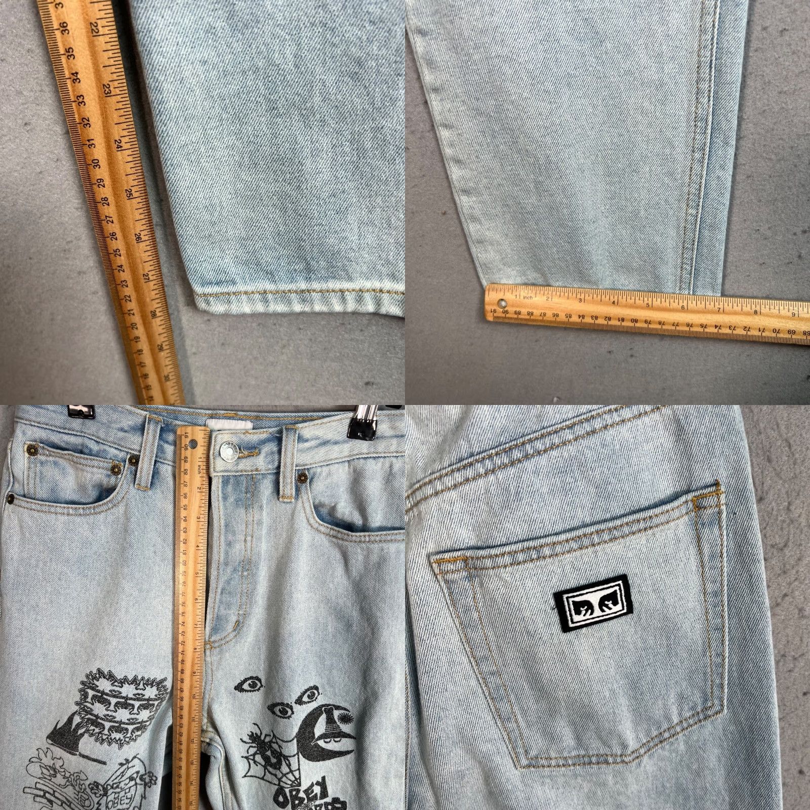 Obey OBEY Womens Jeans High-Waisted Light Wash Denim 26 Straight 5-Pocket Logo Blue Vintage? No (use rules) Size 26" / US 2 / IT 38 - 8 Thumbnail