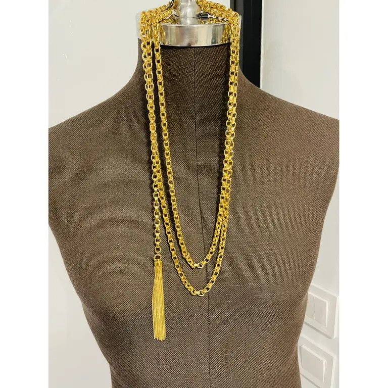 Saint Laurent Paris o1b1hav111124 Size: OS / Collier Double Chaine Necklace Gold Size ONE SIZE - 9 Thumbnail