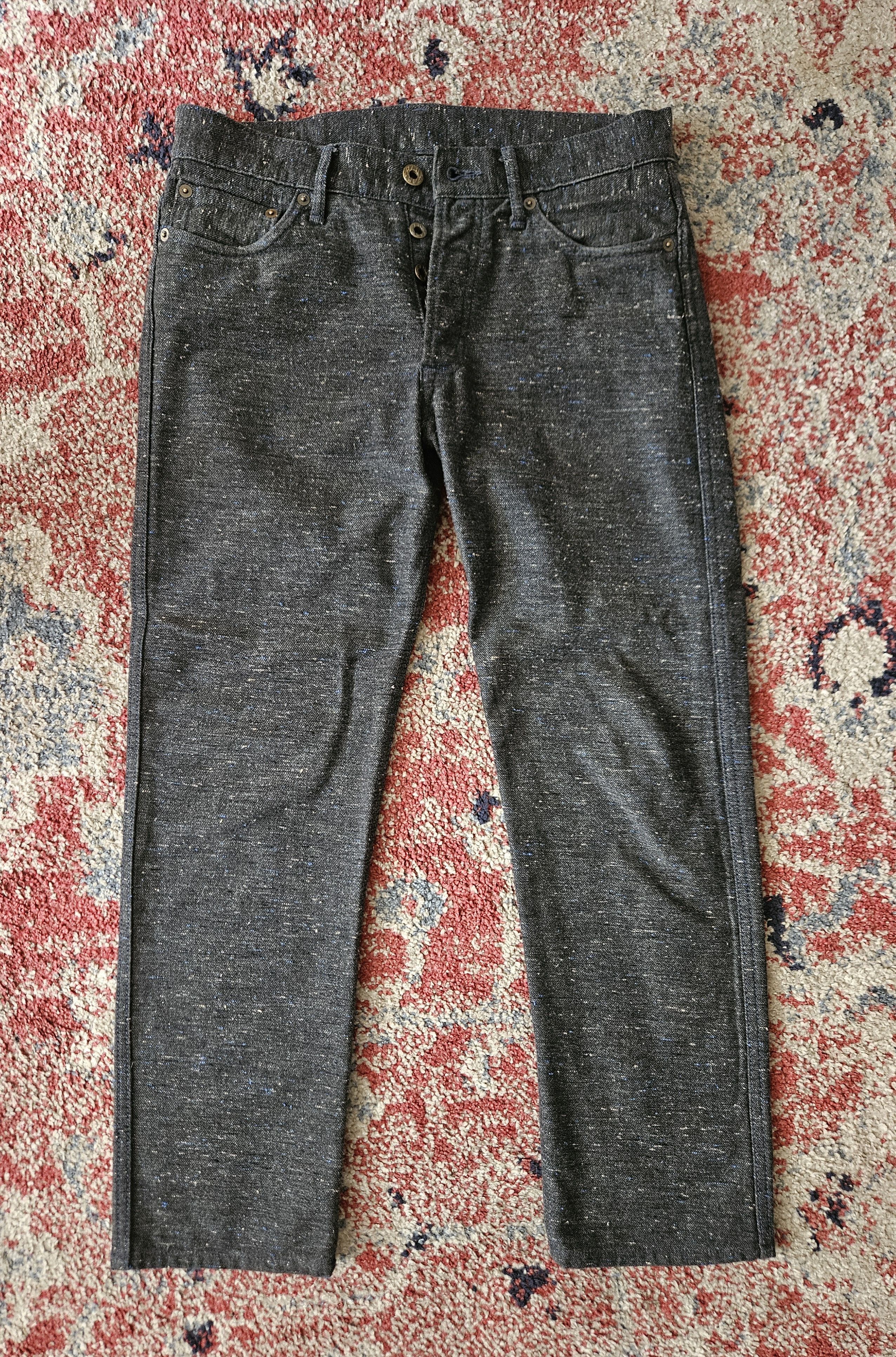 image of Japan Blue Rainbow Nep Grey Trousers in Gray/Blue, Men's (Size 30)