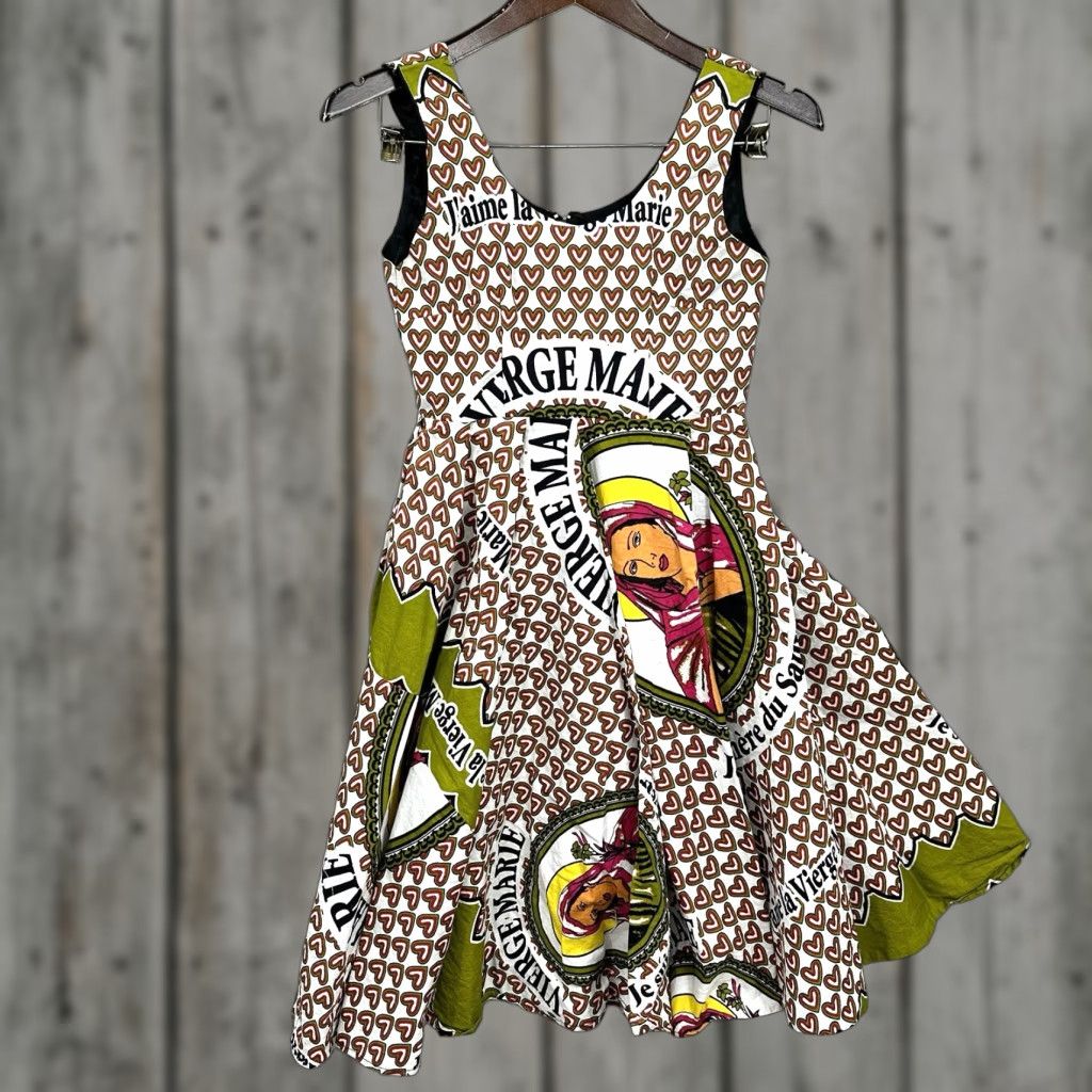 Vintage Handmade Virgen Maria Dress A-Line Short Sleeve Casual Green Embroidered Womens Small Size S / US 4 / IT 40 - 1 Thumbnail
