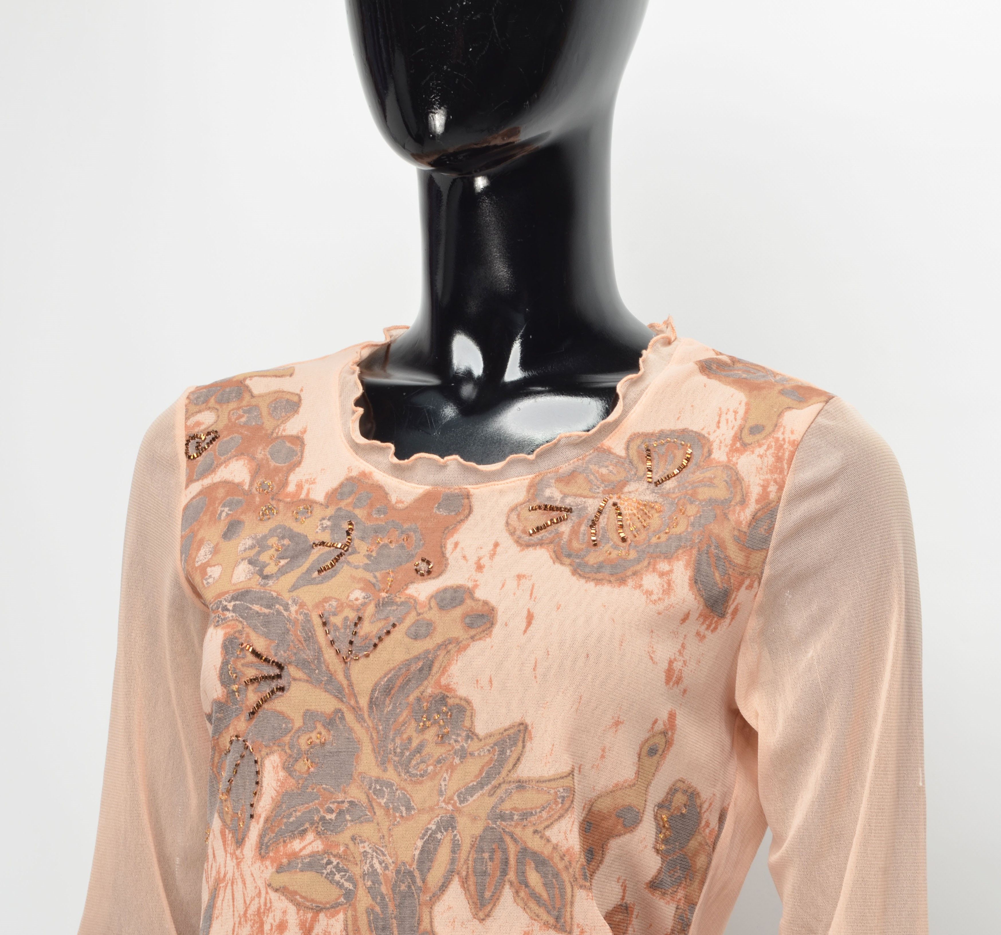 Gerry Weber × Vintage Vintage Gerry Weber Mesh Floral Beaded 3/4 Sleeve Top Size M / US 6-8 / IT 42-44 - 2 Thumbnail