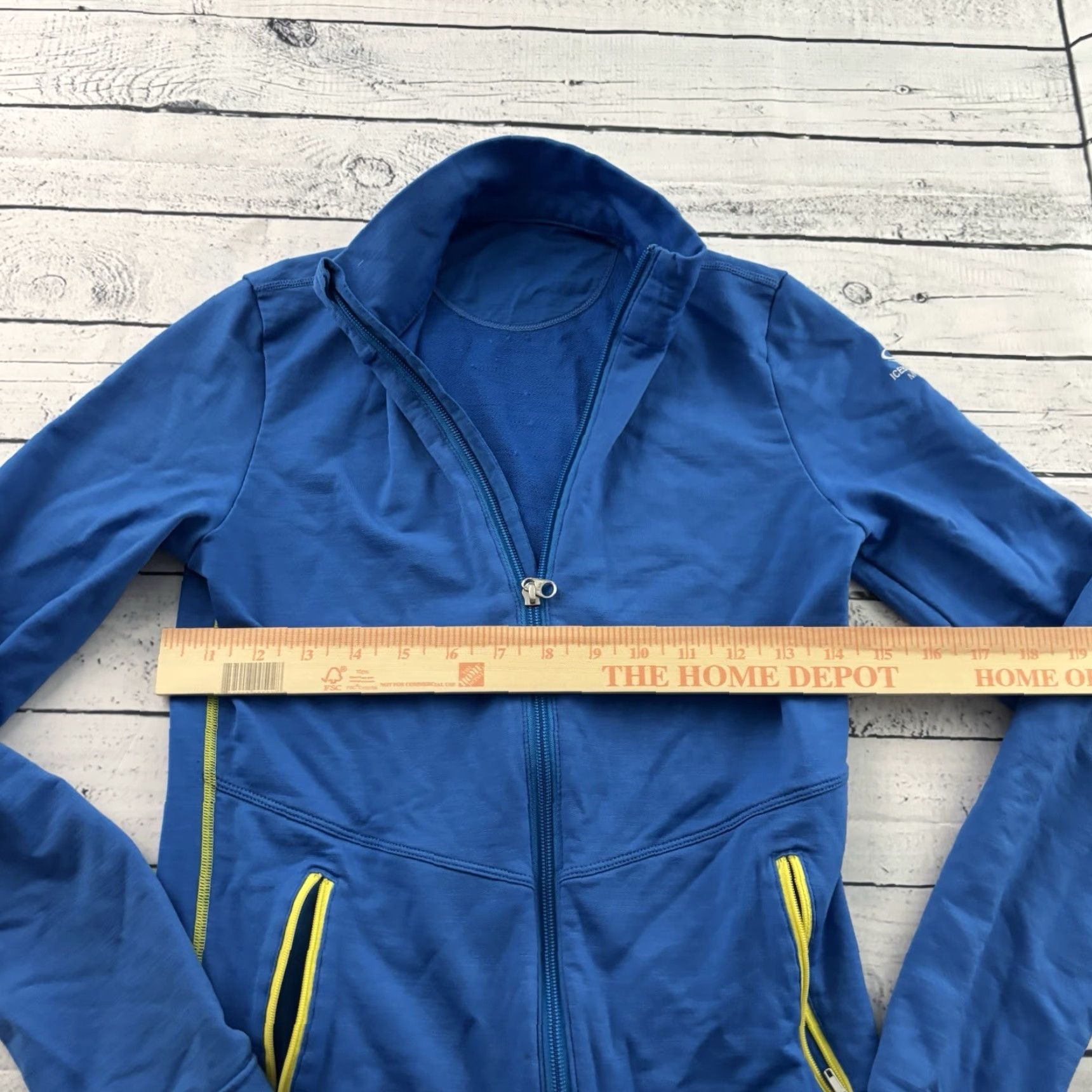 Icebreaker Icebreaker Merino Wool Full Zip Jacket Women's XS/S Blue Yellow Shirt Activewear Jacket Womens XS S Blue Yellow Merino Wool Full Zip Icebreaker Size S / US 4 / IT 40 - 4 Thumbnail