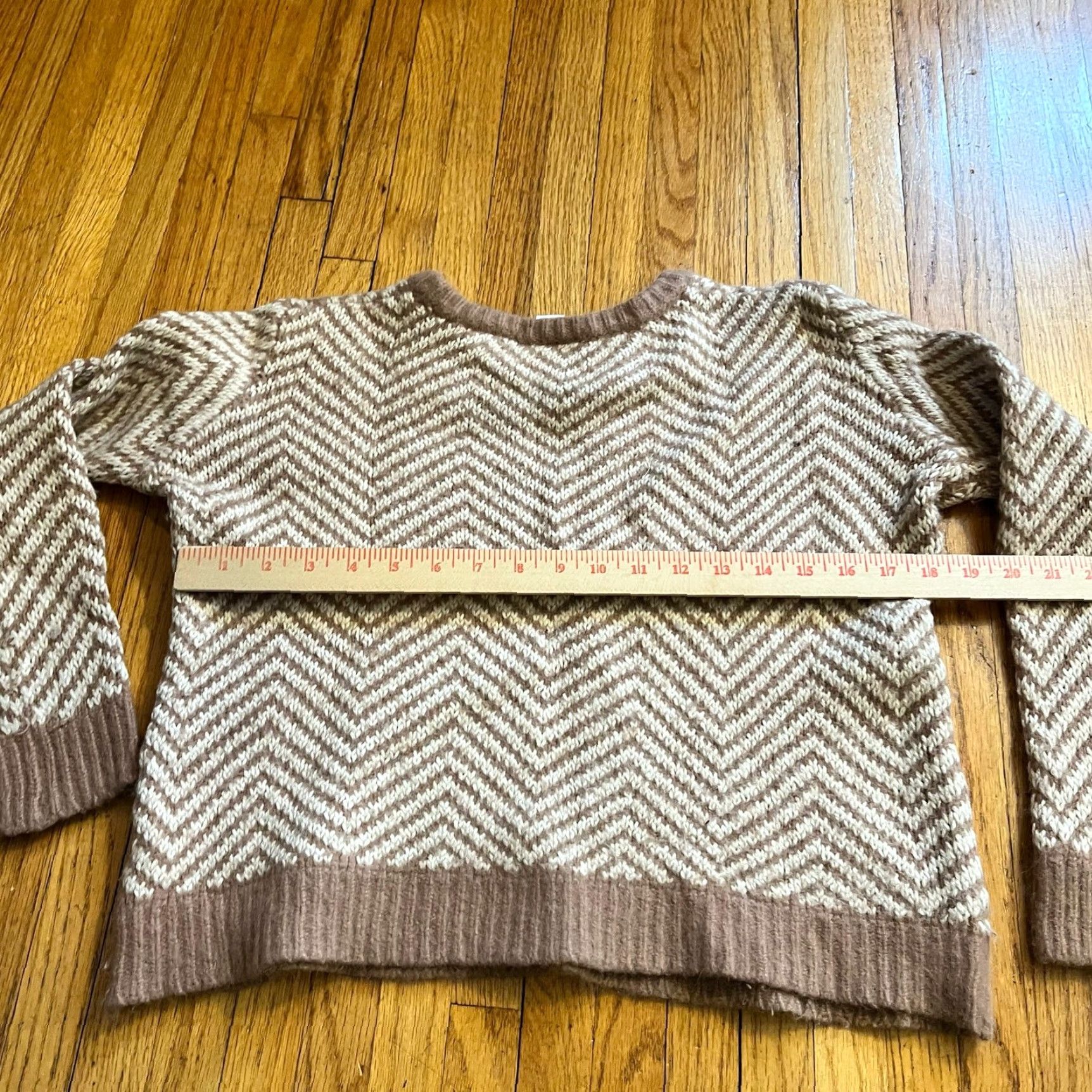 Ganni Ganni Anthropologie Sweater Womens Medium M Wool Blend Beige Chevron Candy Floss Brown Pullover Womens Size M / US 6-8 / IT 42-44 - 4 Thumbnail