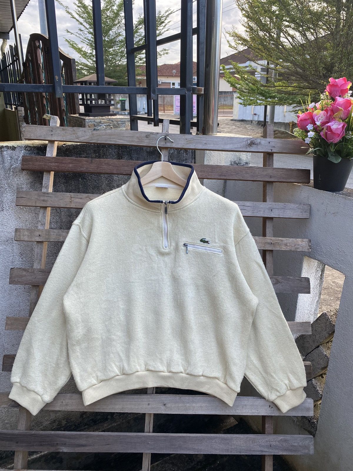 Lacoste Vintage Lacoste Baggy Knitwear Half Zipper Sweatshirt Size US L / EU 52-54 / 3 - 2 Thumbnail
