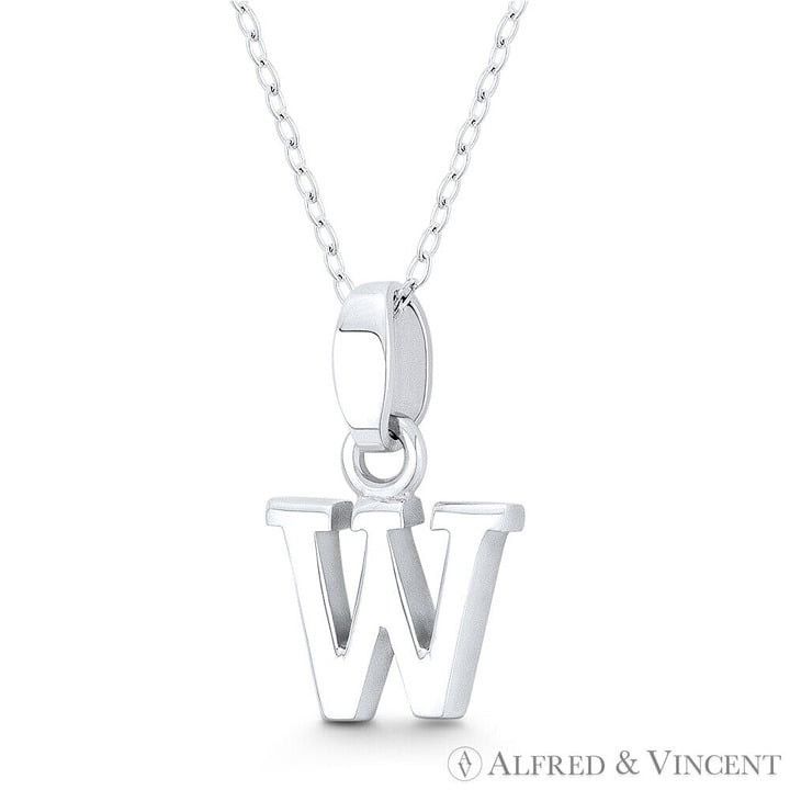 Other Initial Letter "W" Charm 3D Pendant in .925 Sterling Silver Size ONE SIZE - 1 Preview