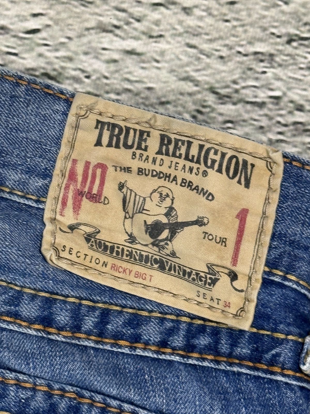 True Religion True Religion blue jeans flared thick stitching Ricky gold Size US 34 / EU 50 - 5 Thumbnail