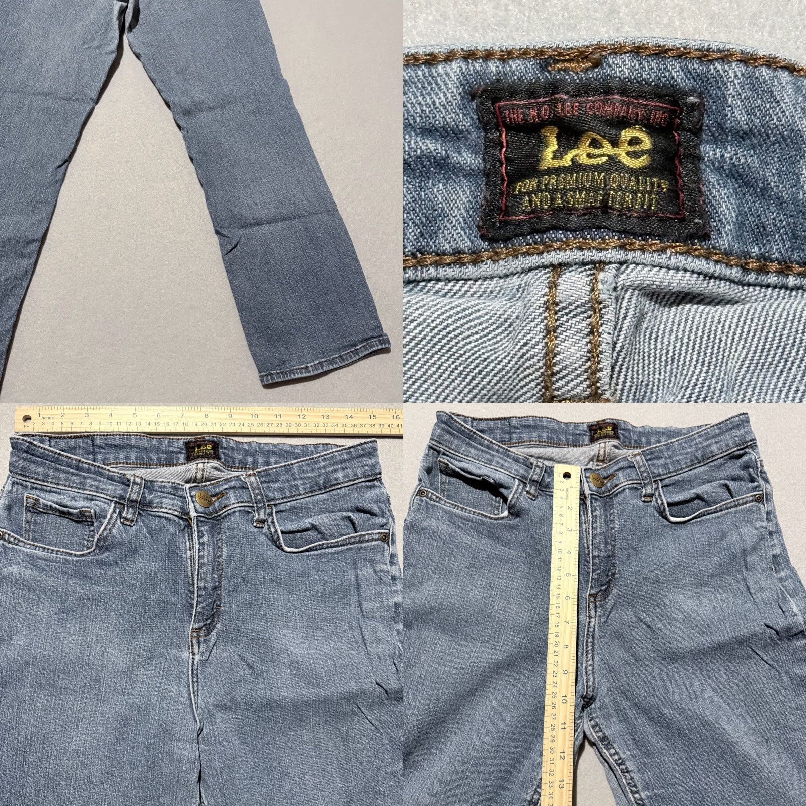 Lee Lee Straight Jeans Mens Blue Denim Stretch Medium Wash Classic Zip Fly - 30X27.5 Size US 30 / EU 46 - 8 Thumbnail