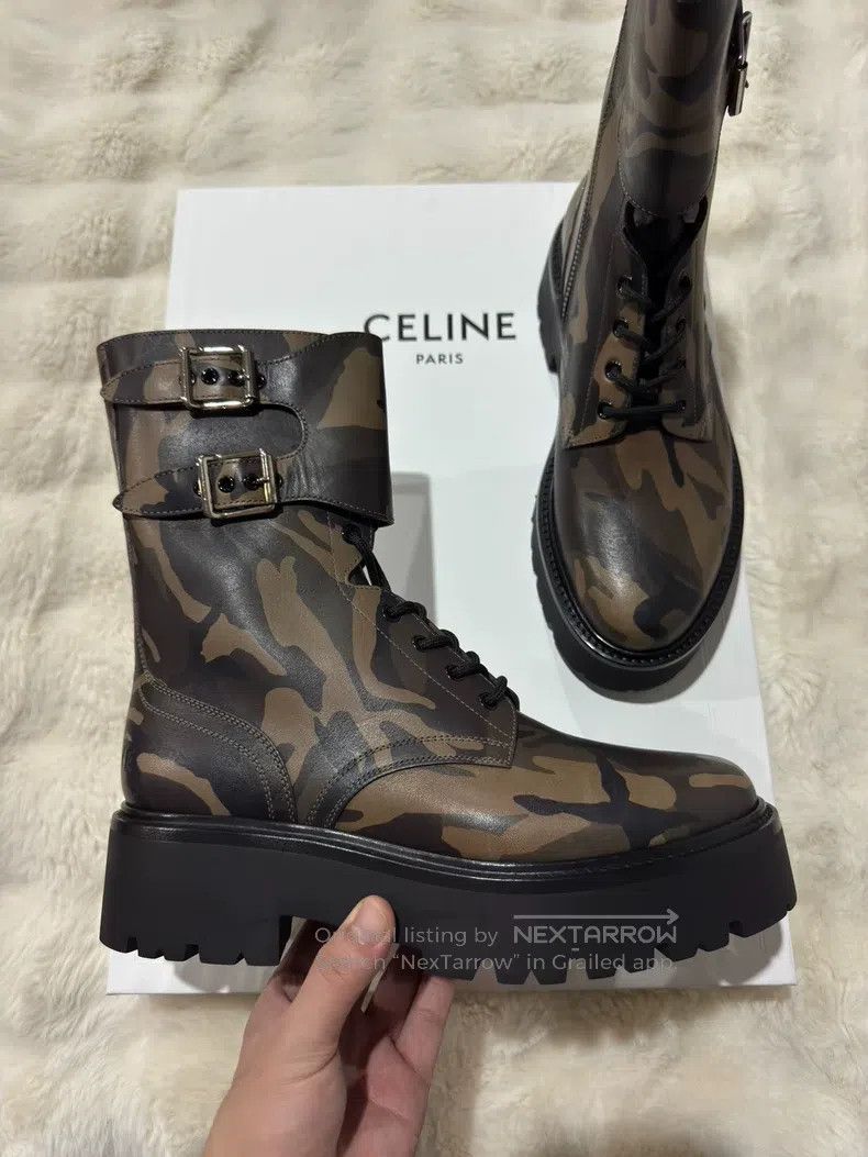 Celine CELINE Camouflage Double Buckle Combat Boots Size US 9 / EU 42 - 2 Thumbnail