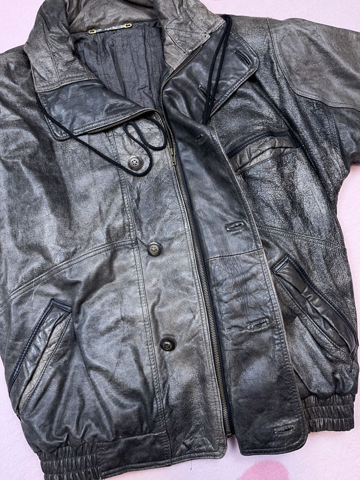 Genuine Leather × Japanese Brand × Vintage ➕ 90s vintage insane patina fade boxy leather flyer jacket Size US XL / EU 56 / 4 - 6 Thumbnail